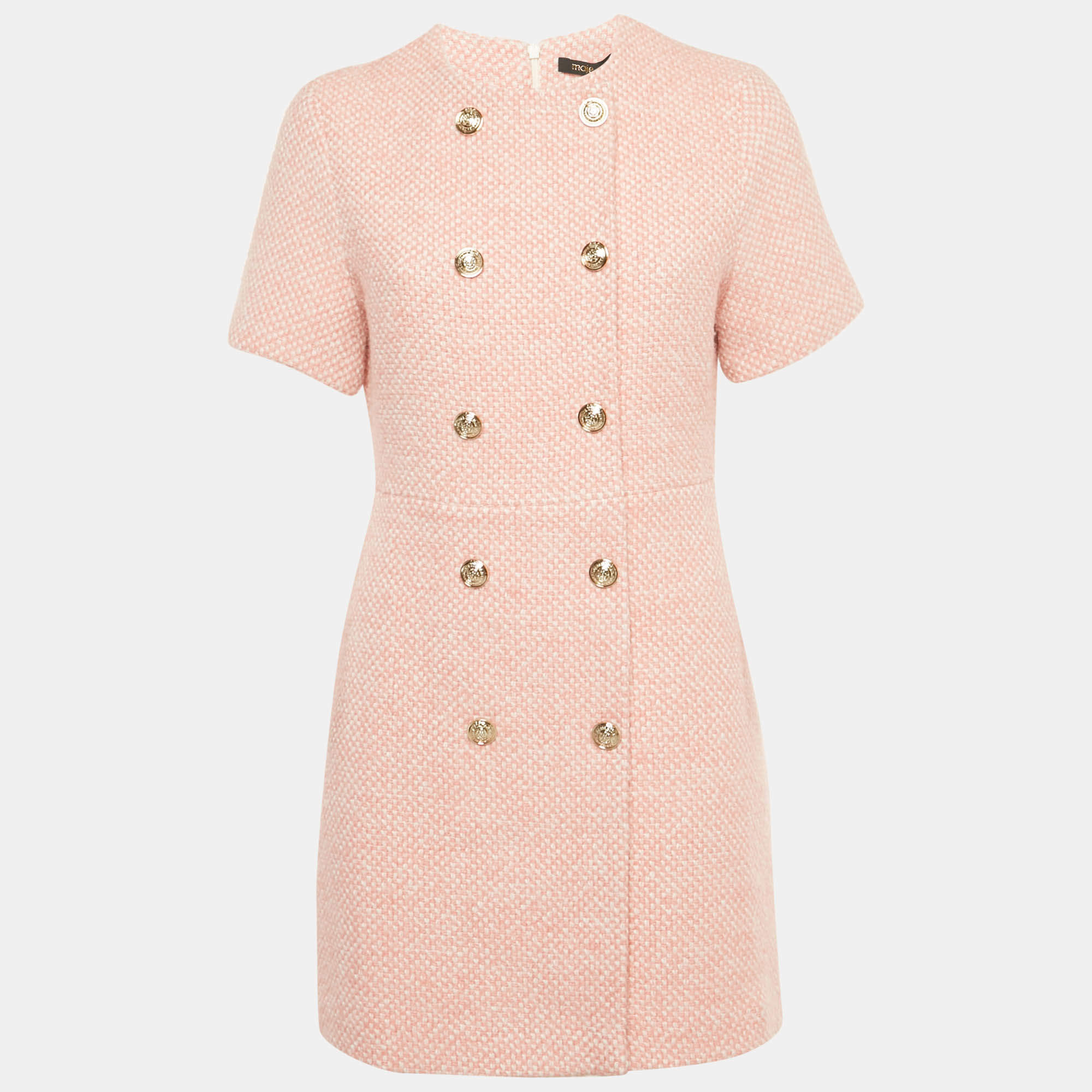 Pre Owned Maje Pink Tweed Rirosila Mini Dress M