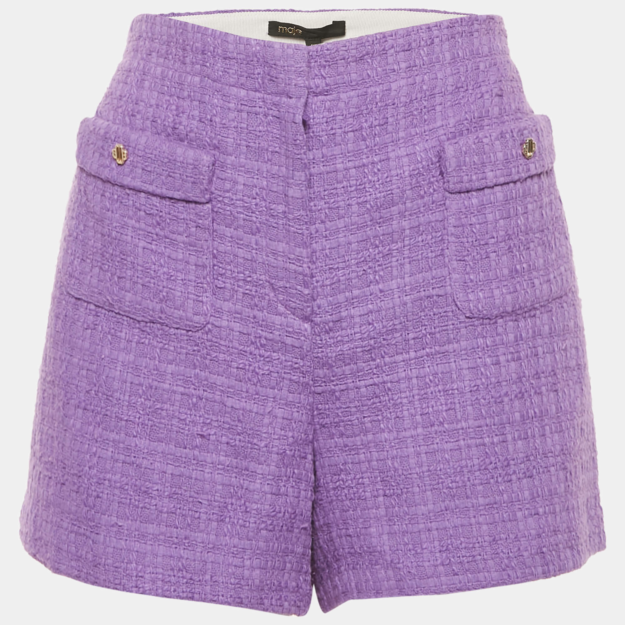Pre Owned Maje Purple Tweed Shorts M