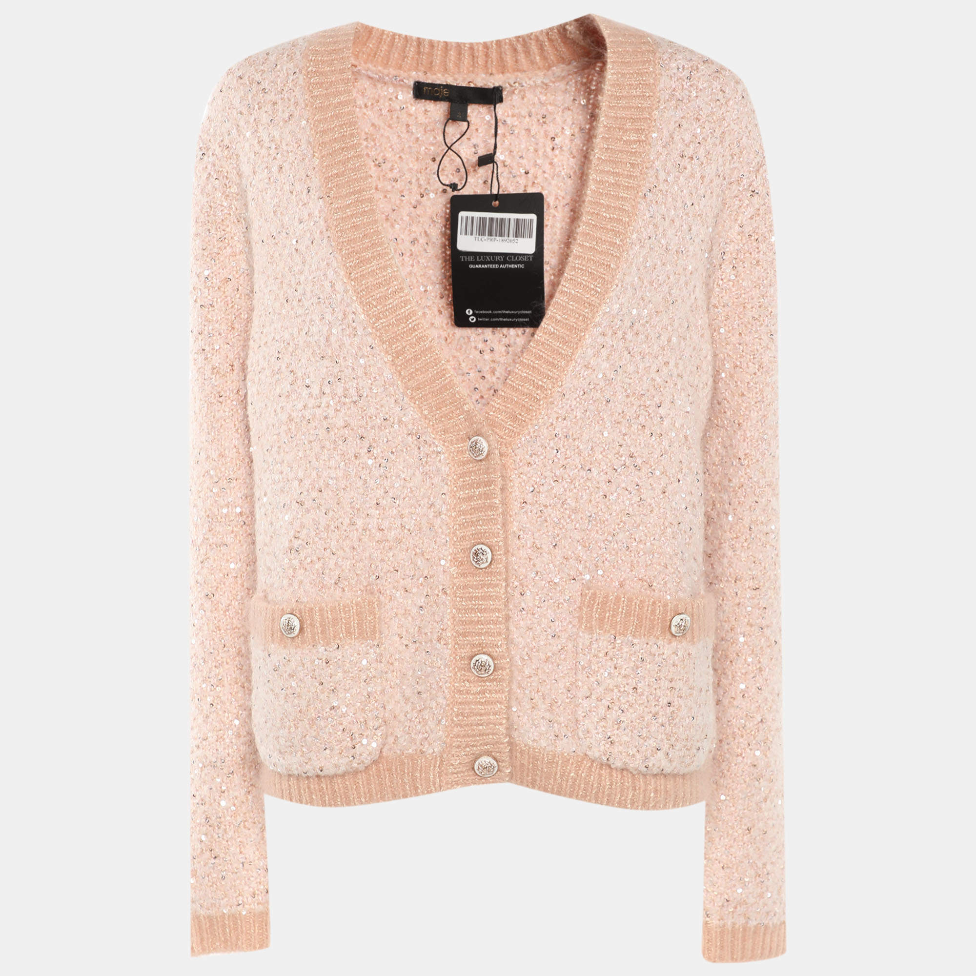 مملوكة مسبقًا ماج كنزة محبوكة وردية مع ترتر متوسط