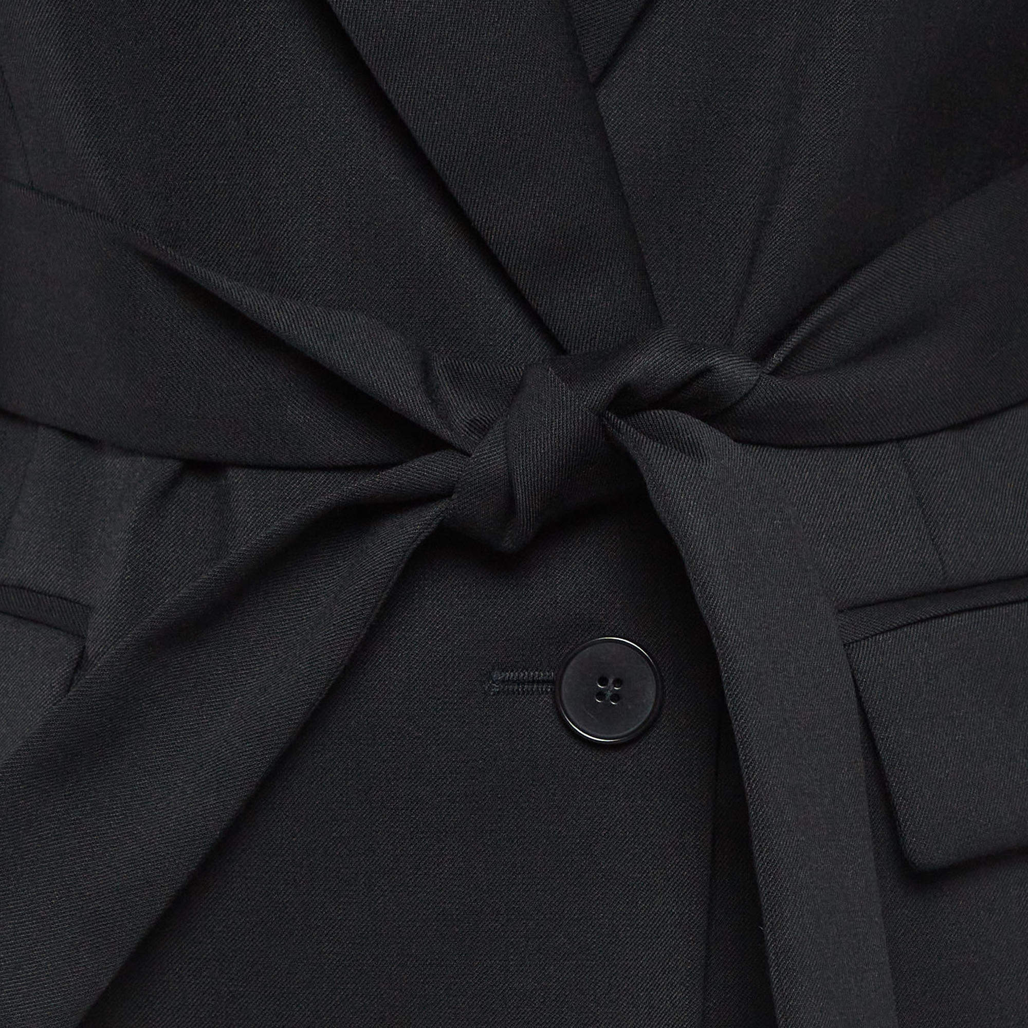 Pre Owned Maje Black Wool-Blend Belted Blazer L