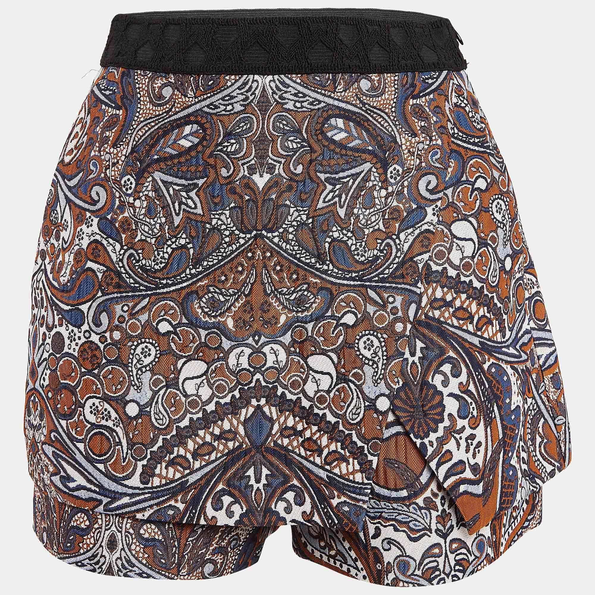 Pre Owned Maje Multicolor Imane Paisley Jacquard Skort M