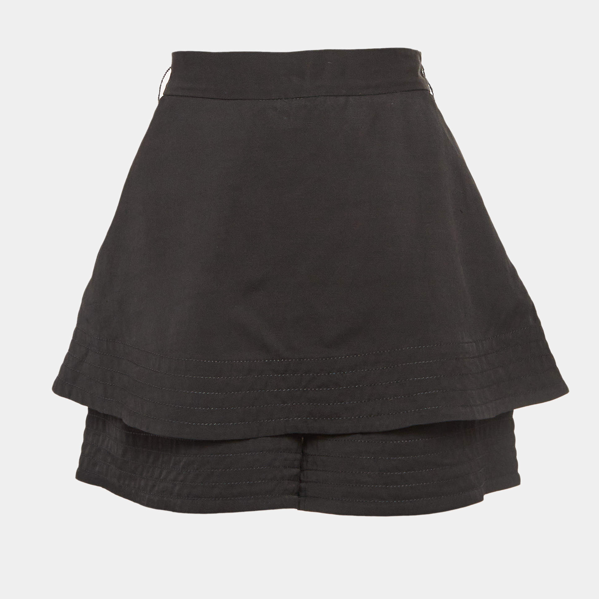 Maje Black Linen Blend Skort L