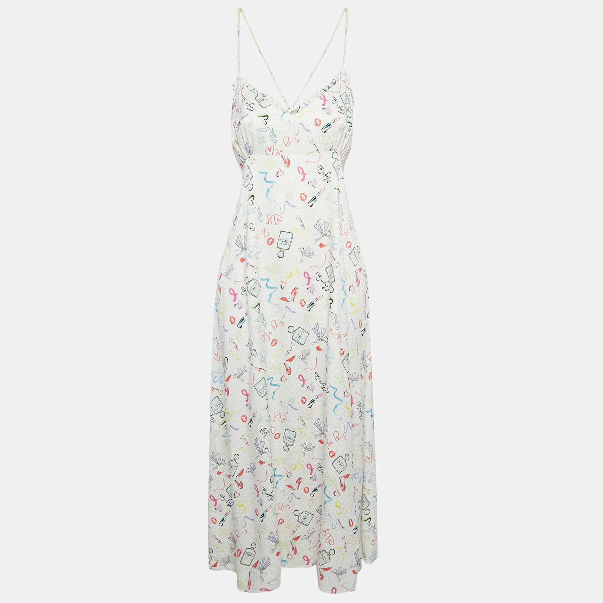 Maje White Printed Crepe Lace-Up Retake Midi Dress L
