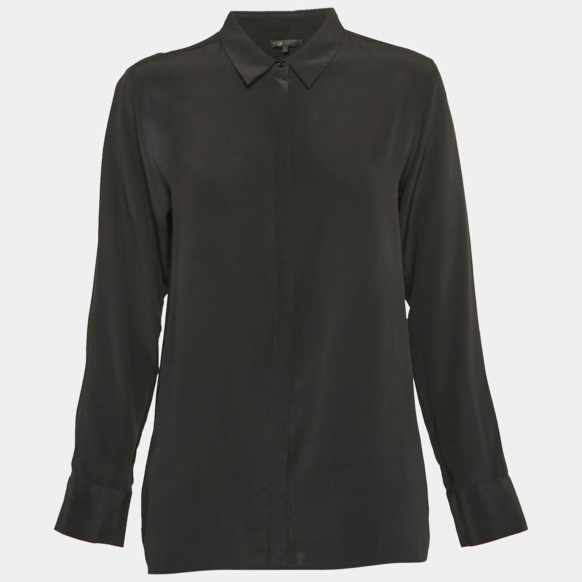 Maje Black Crepe Button Front Shirt M