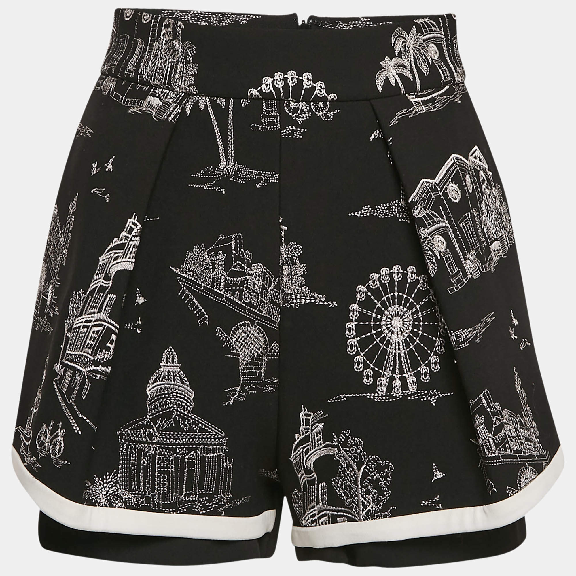 Maje Black Ipom Embroidered Crepe Shorts S