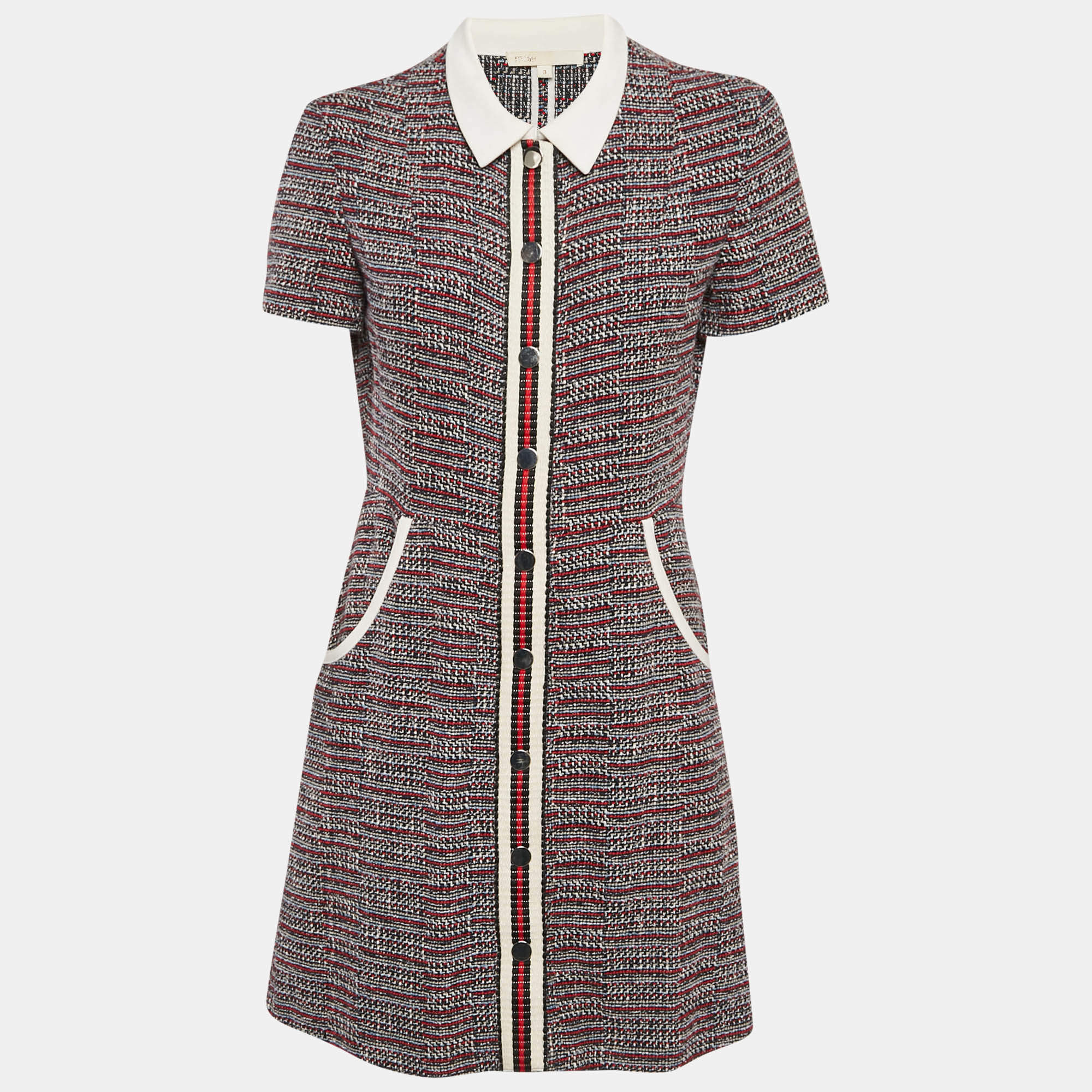 Maje Red/Blue Tweed  Renatelle Mini Dress L