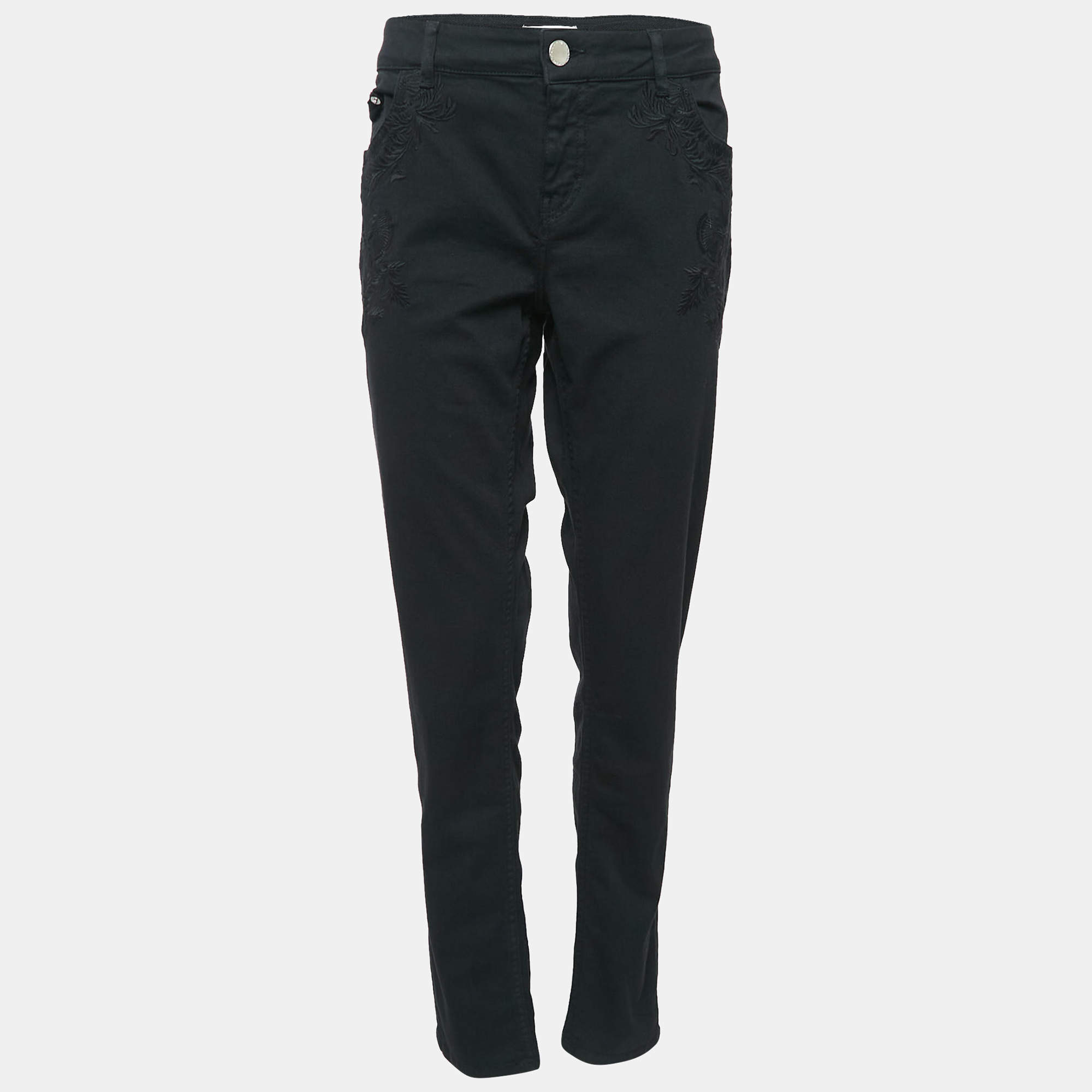 Maje Black Embroidered Denim Jeans L Waist 32"