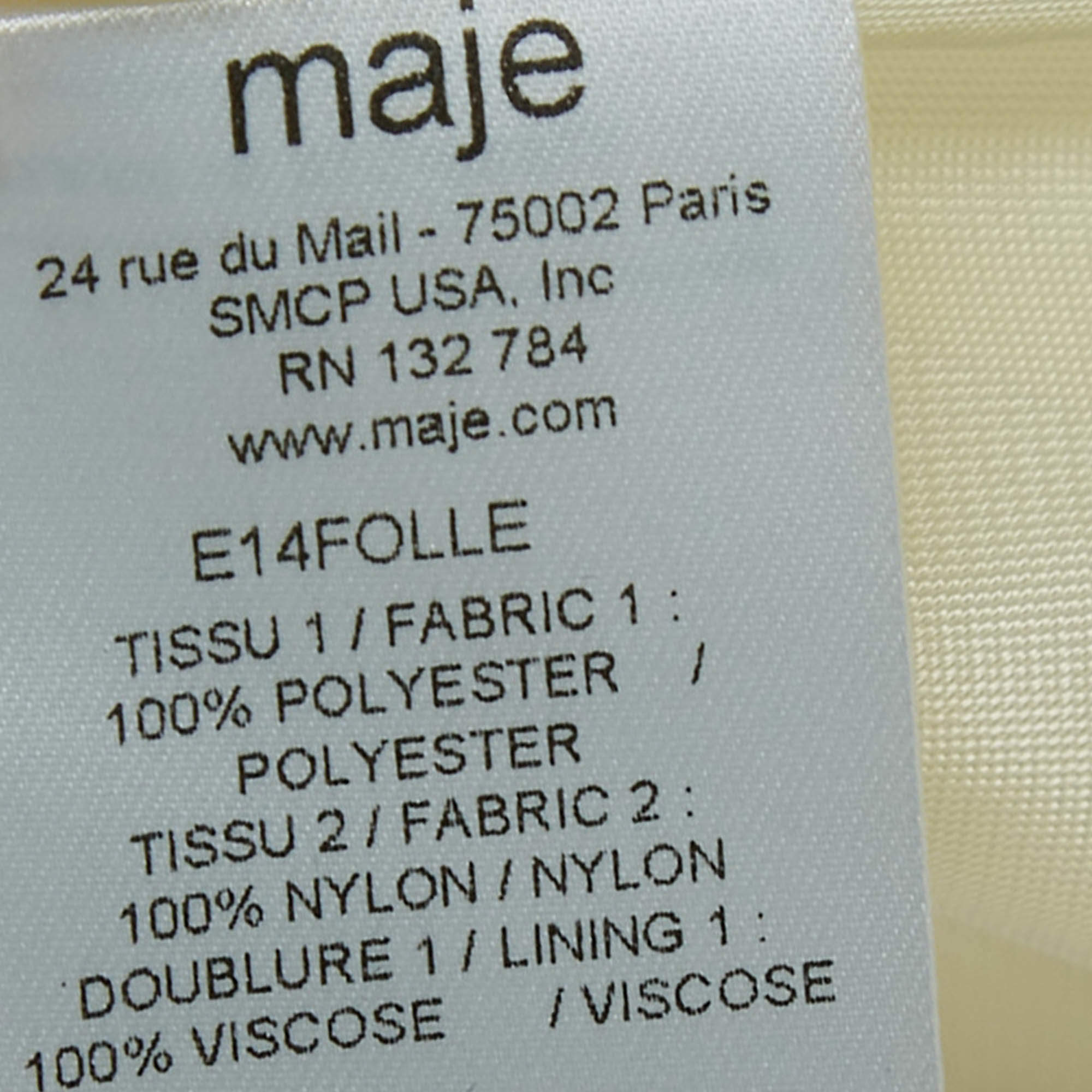 Pre Owned Maje Cream Crepe Lace Trimmed Blazer S
