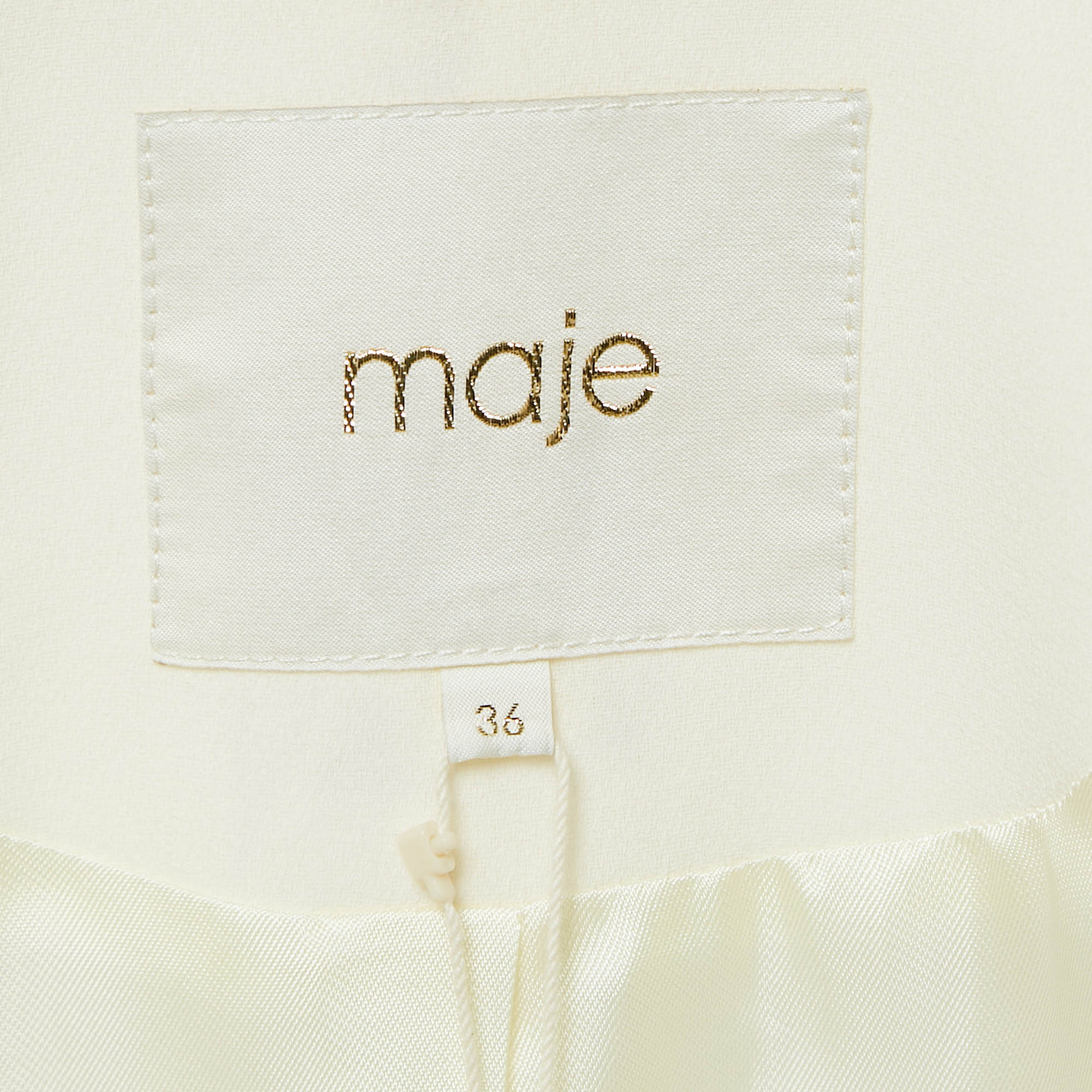 Pre Owned Maje Cream Crepe Lace Trimmed Blazer S