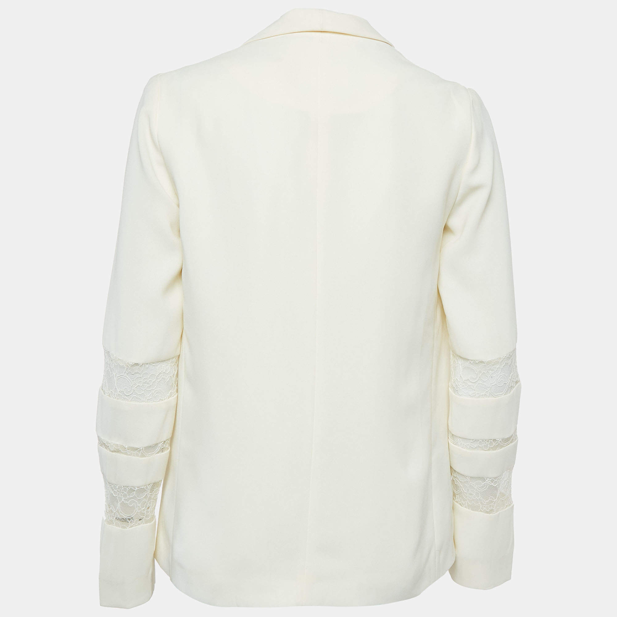 Pre Owned Maje Cream Crepe Lace Trimmed Blazer S