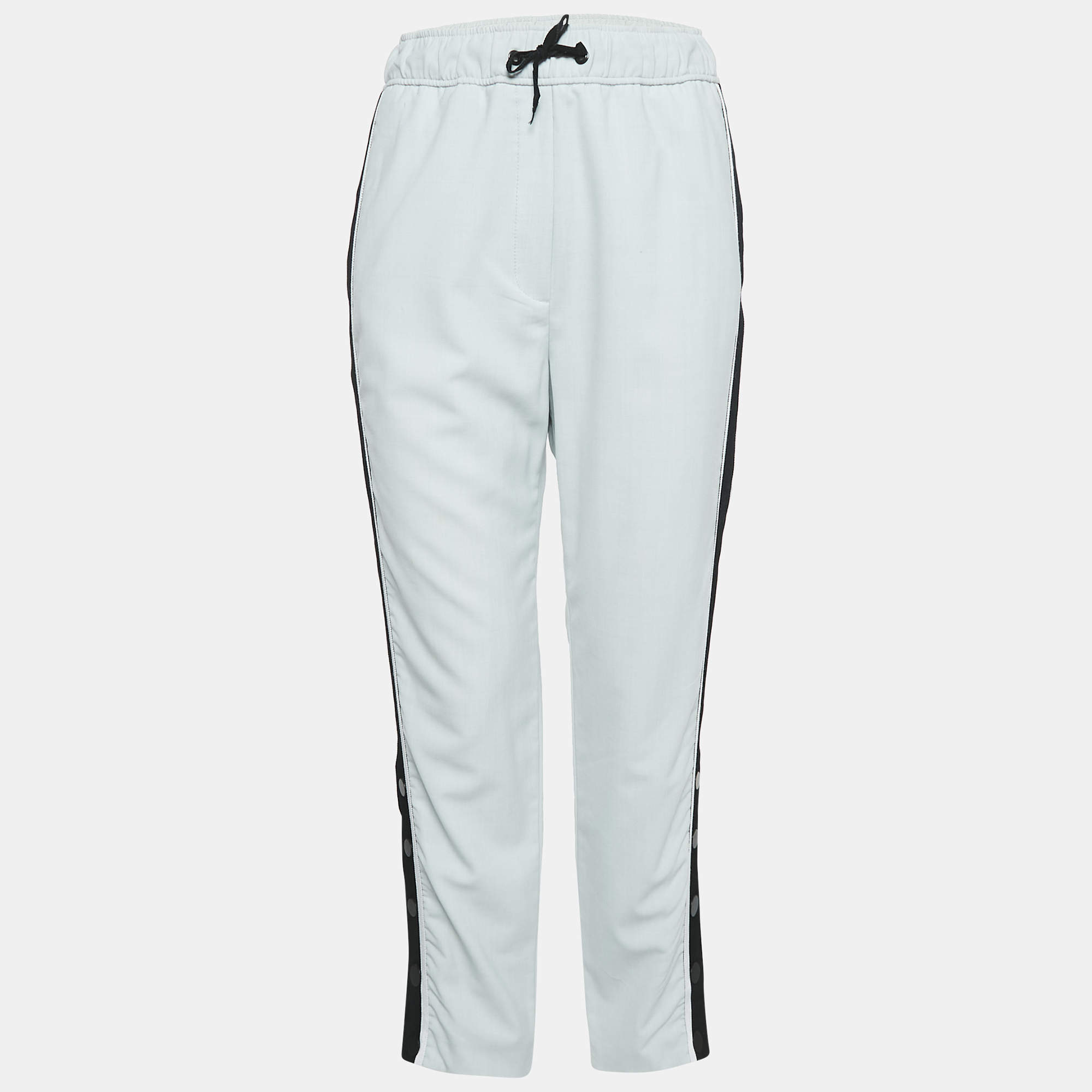 Maje Blue Striped Wool Blend Trousers S