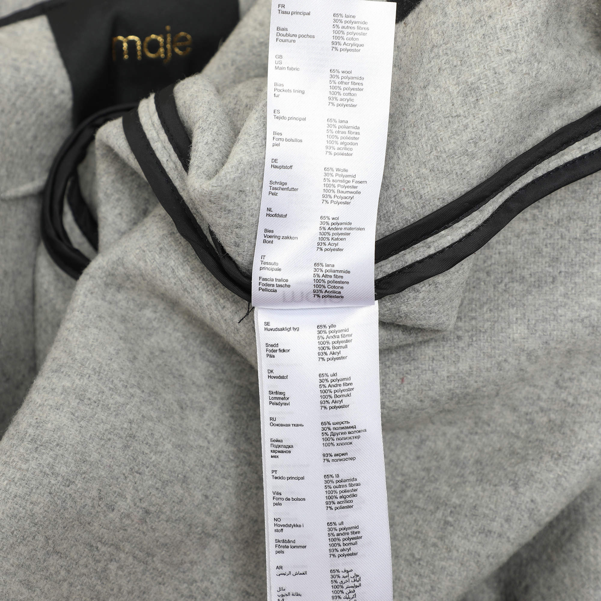 Pre Owned Maje Grey Wool Blend and Faux Fur Hood Coat S