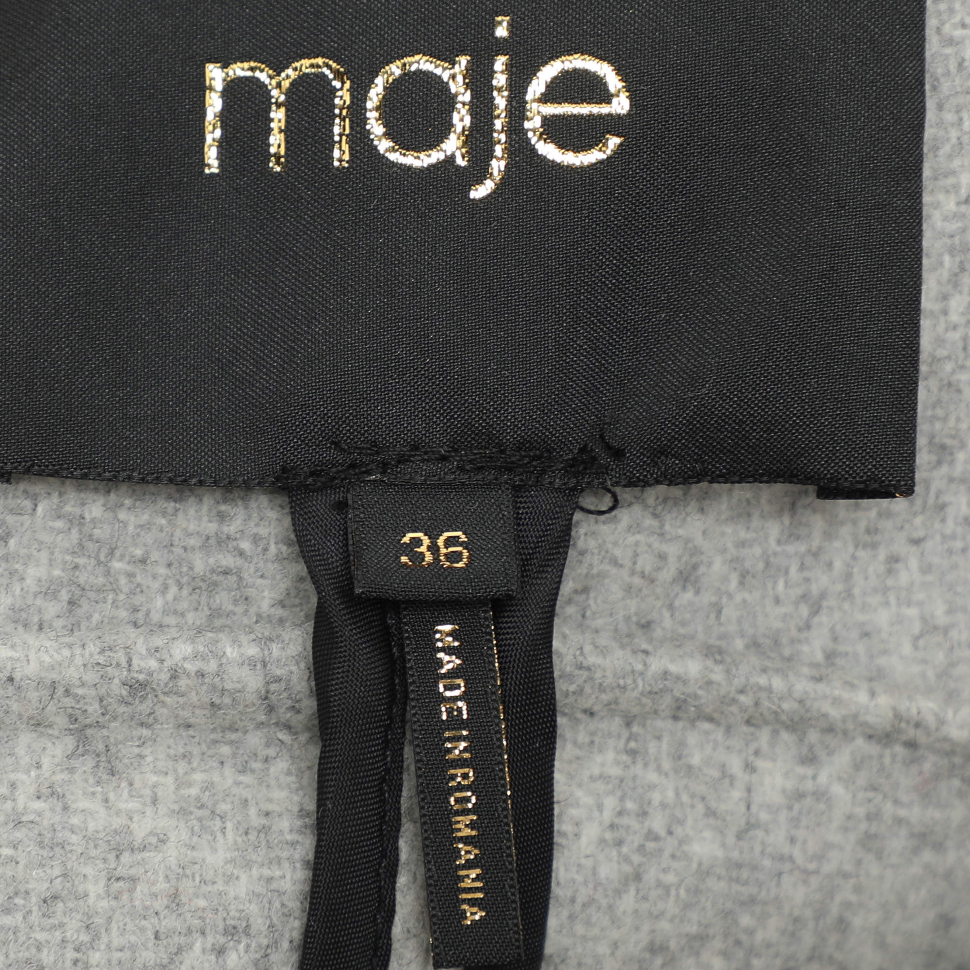 Pre Owned Maje Grey Wool Blend and Faux Fur Hood Coat S