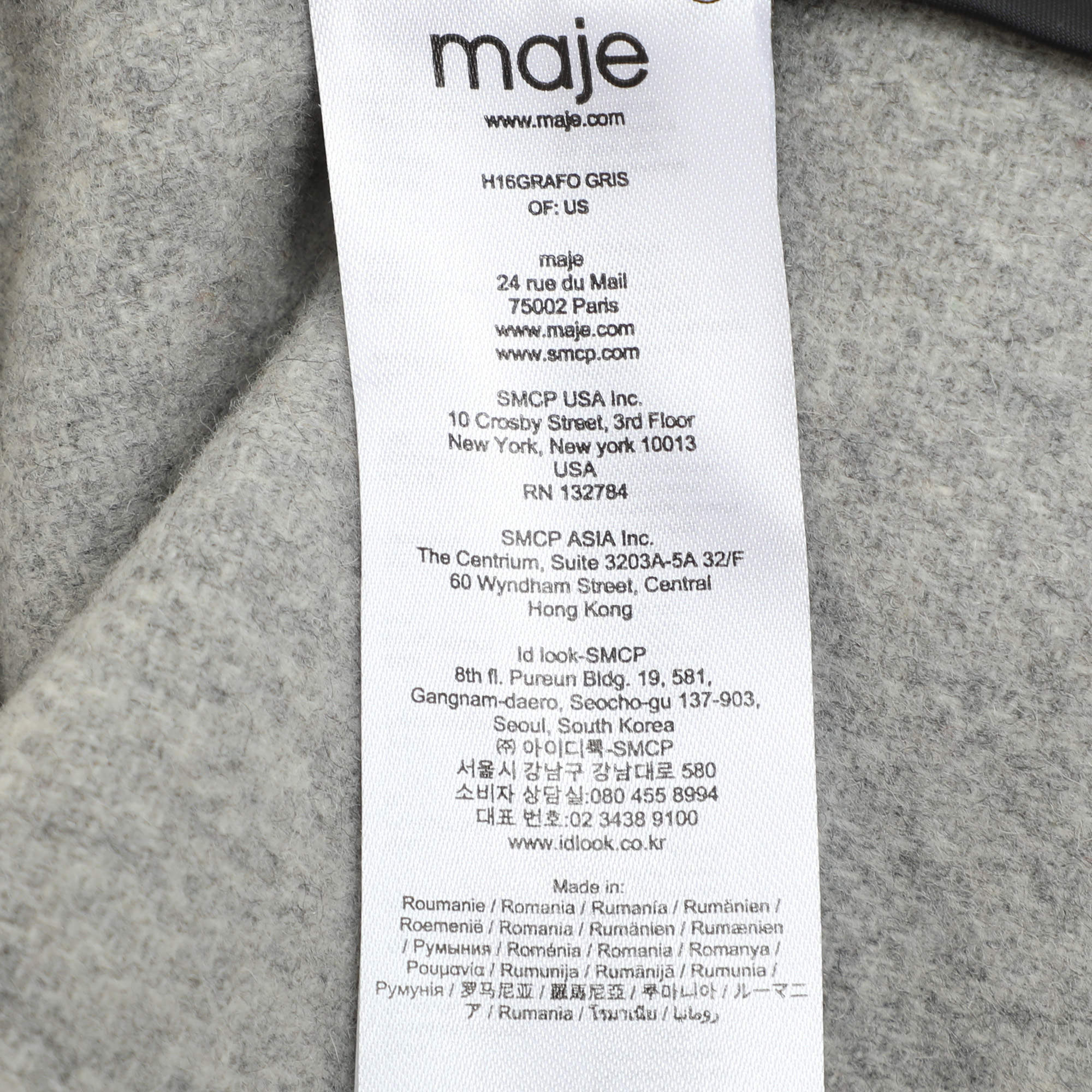 Pre Owned Maje Grey Wool Blend and Faux Fur Hood Coat S