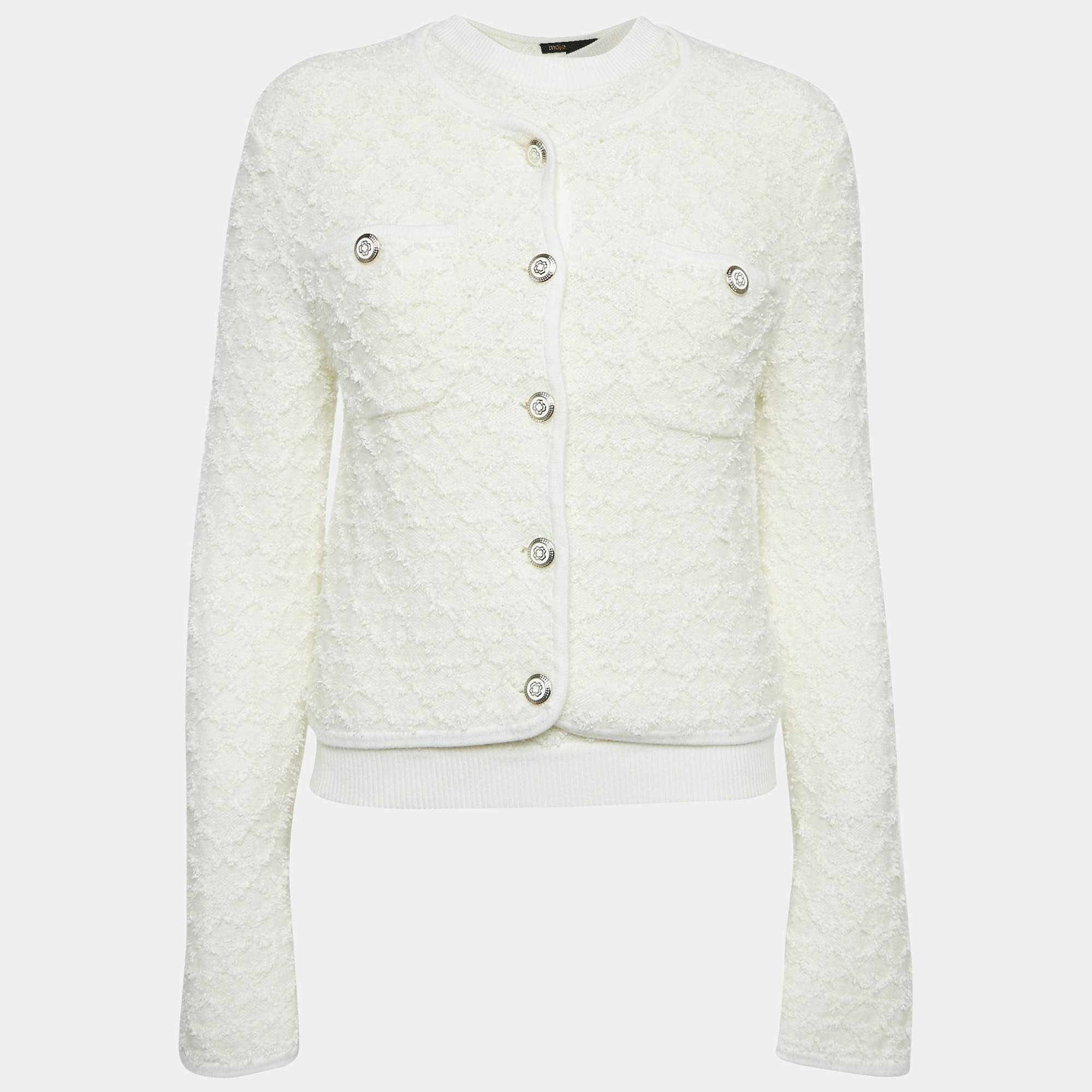 Maje White Textured Tweed Jacket and Top Set M