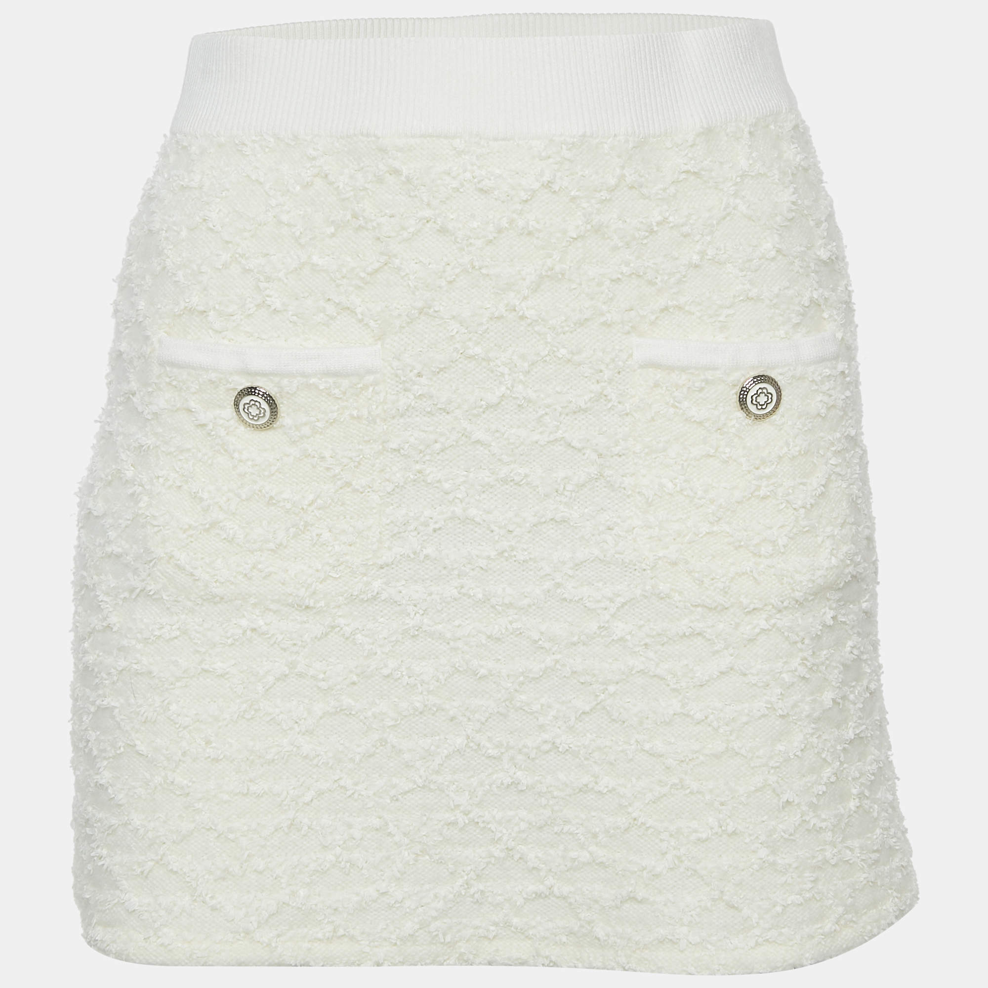 Maje White Textured Tweed Knit Mini Skirt S