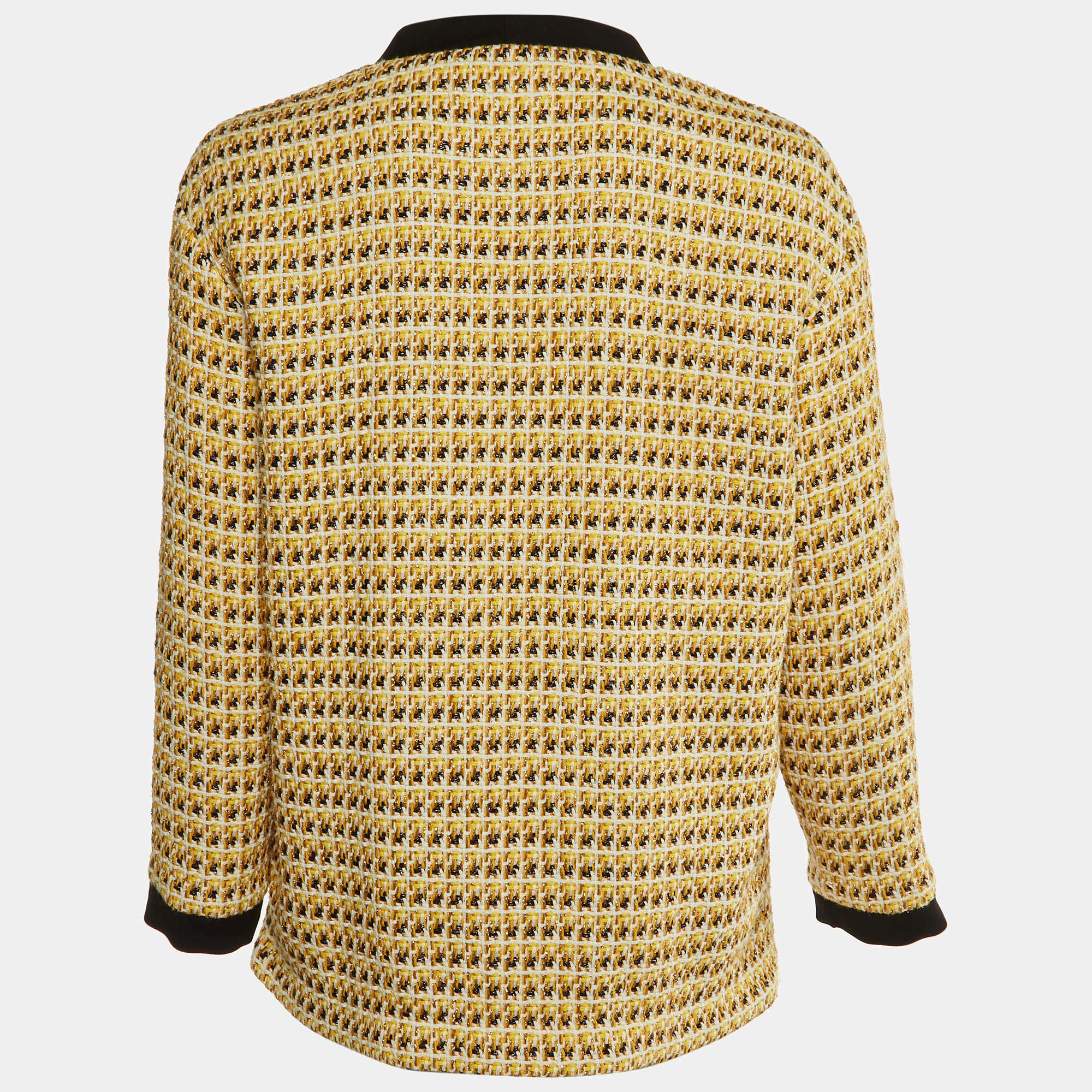 Maje Yellow Tweed Jacket Maje Yellow Lurex Tweed Button Front