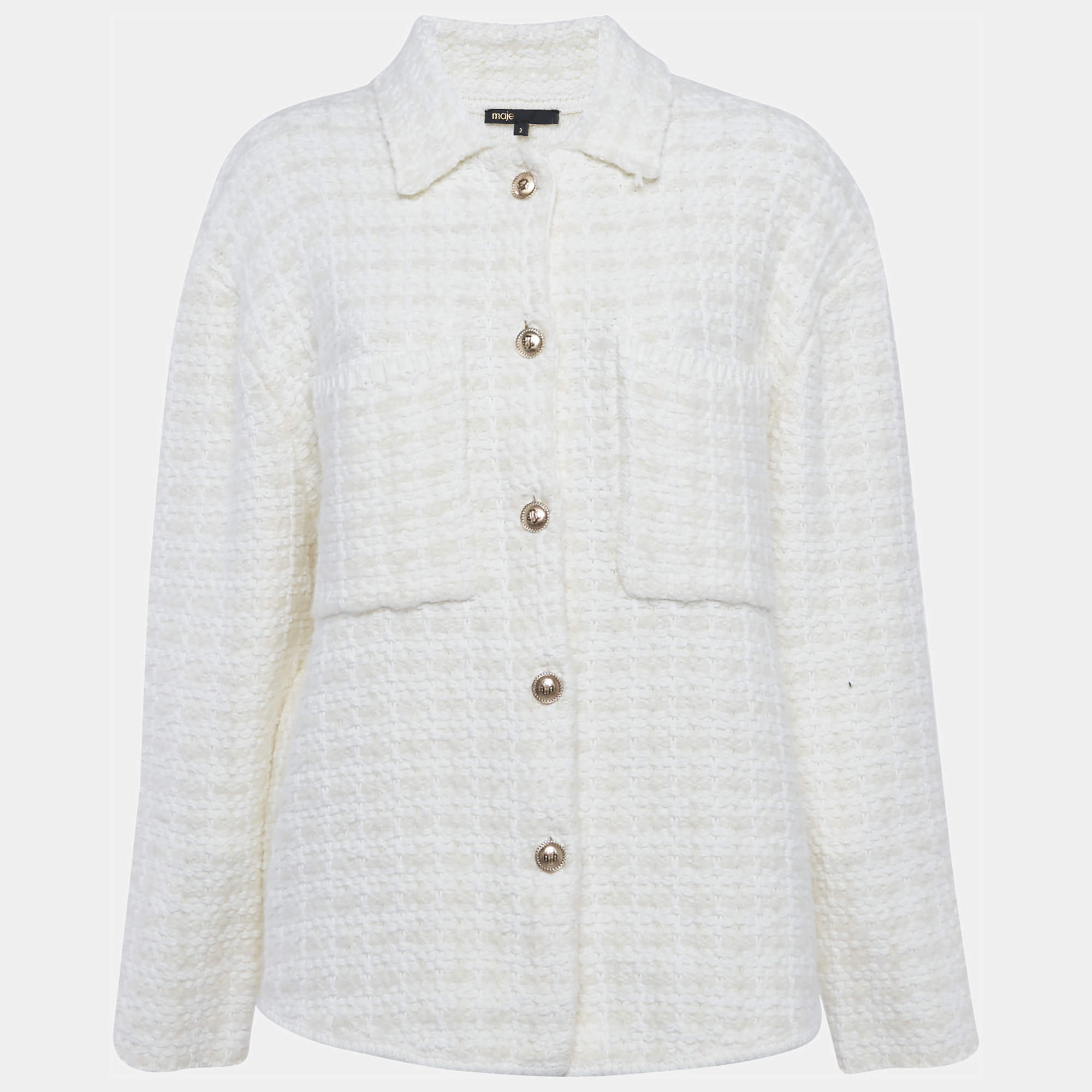 Maje Ivory Tweed Oversized Jacket L