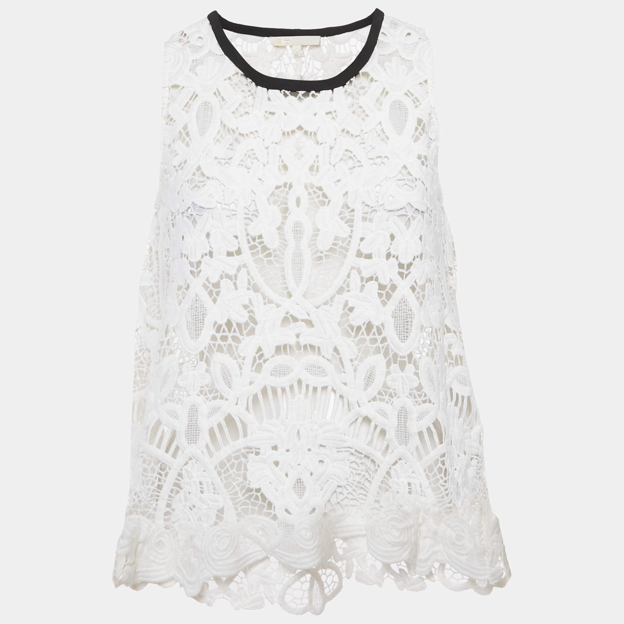 Maje White Lace Sleeveless Sheer Top M