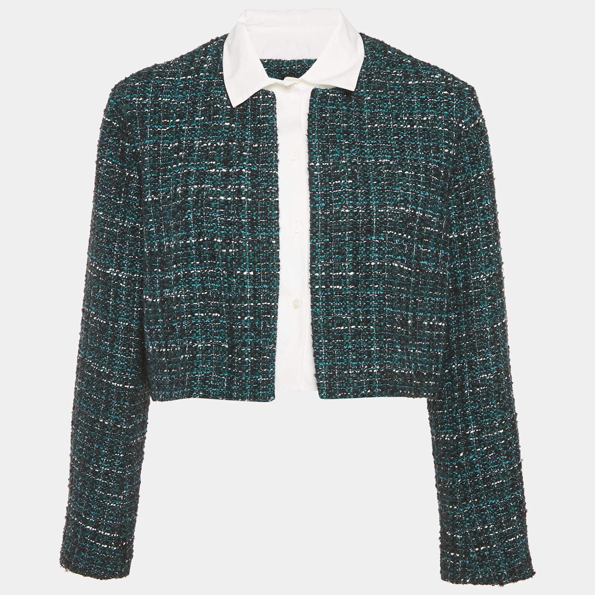 Maje Forest Green Button Front Crop Jacket XL