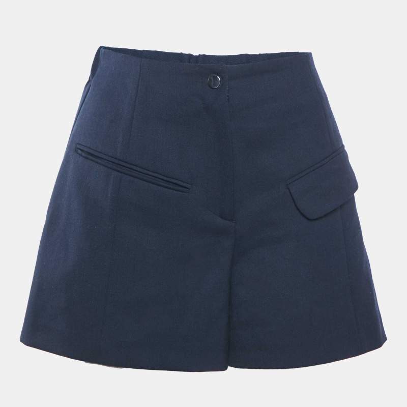 Pre Owned Maje Navy Blue Wool Blend Shorts S