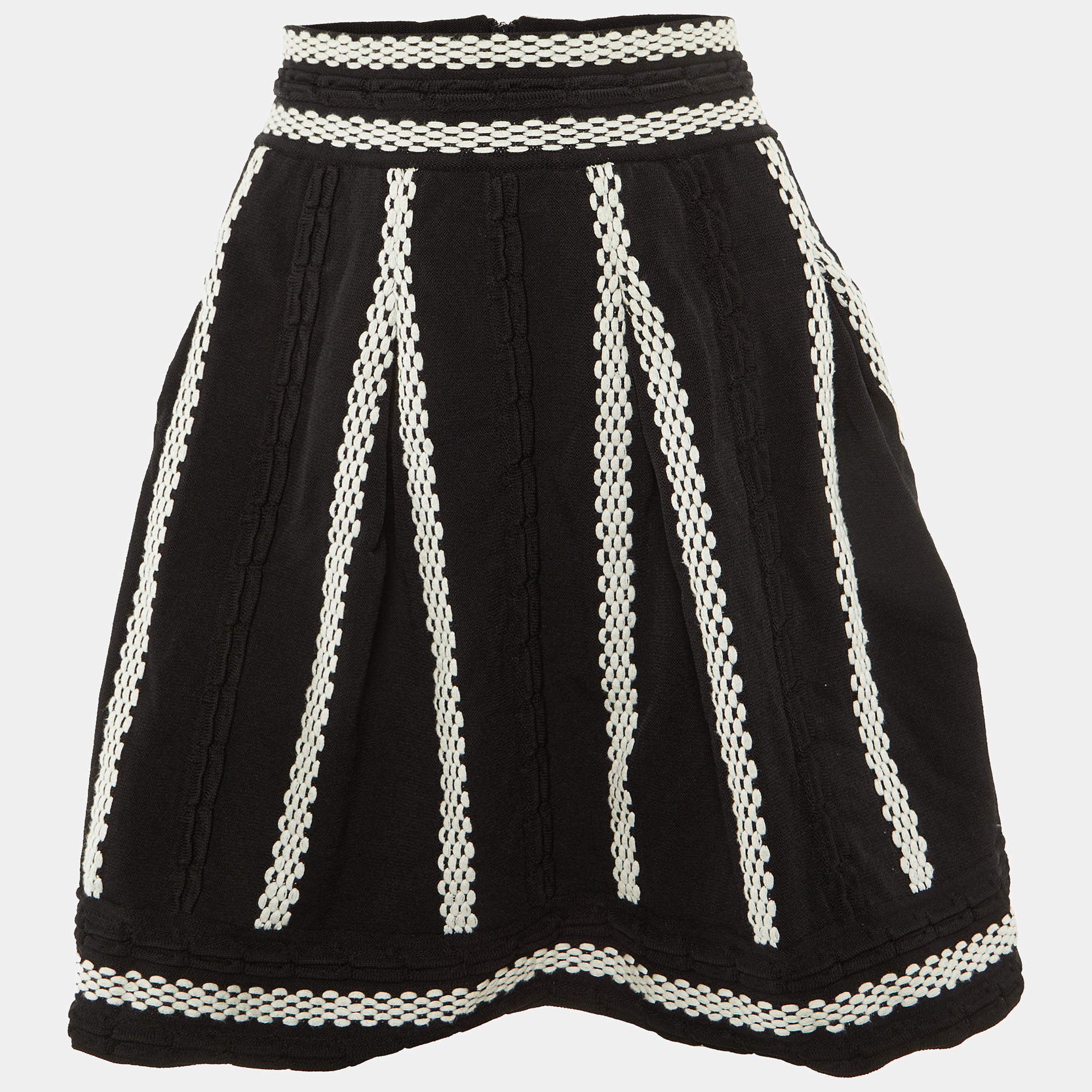 Pre Owned Maje Black Knit Julane Flared MIni Skirt M