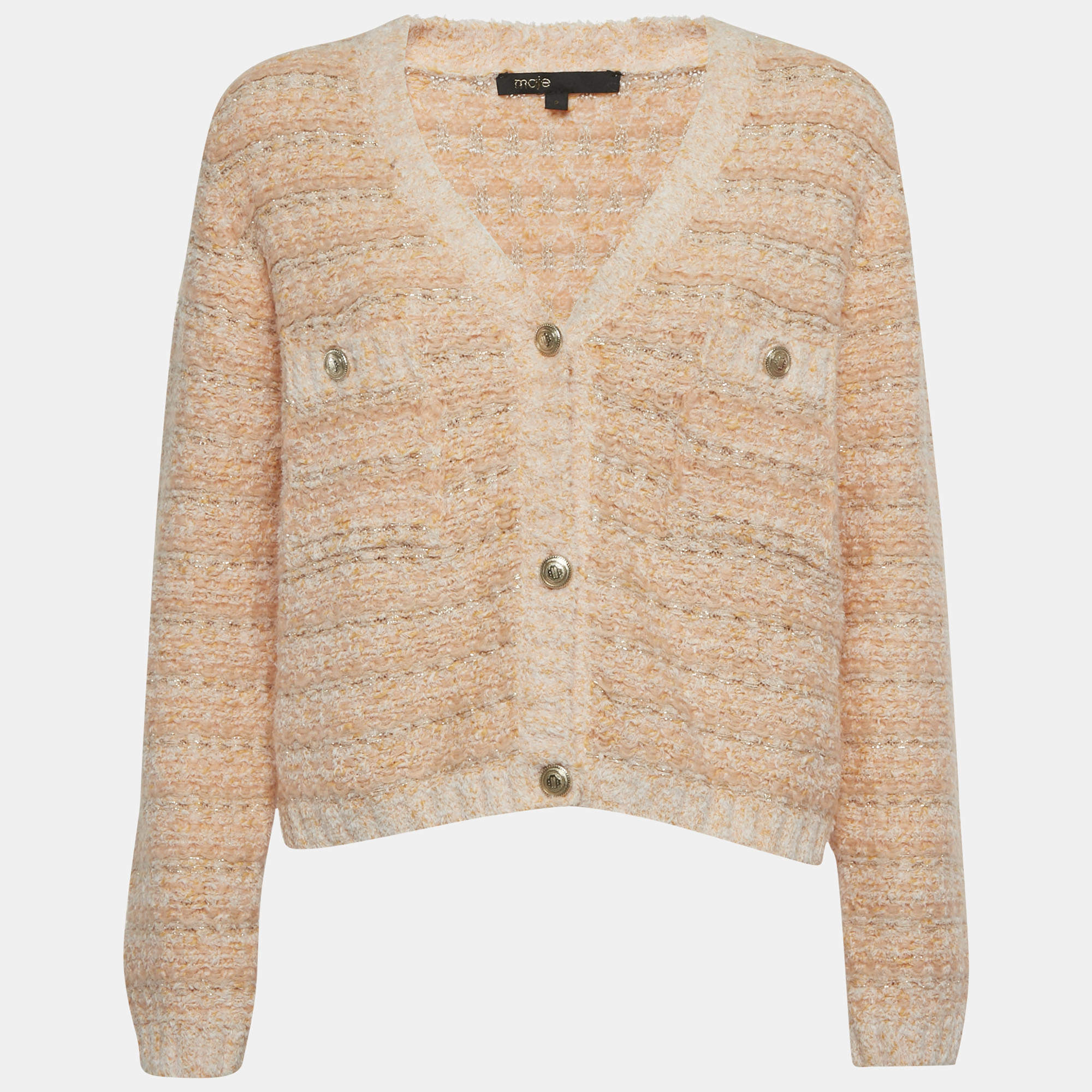 Pre Owned Maje Orange Lurex Knit Cardigan M