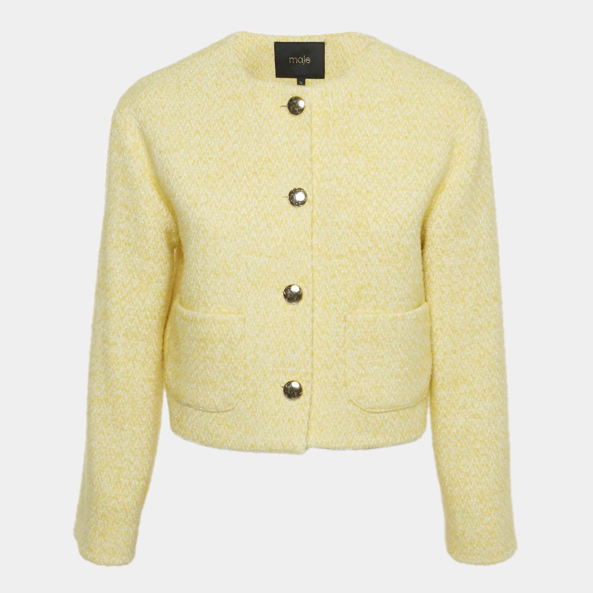 Pre Owned جاكيت بليزر فيفيتا ماجي لوريكس محبوك أصفر مقاس صغير - سمول