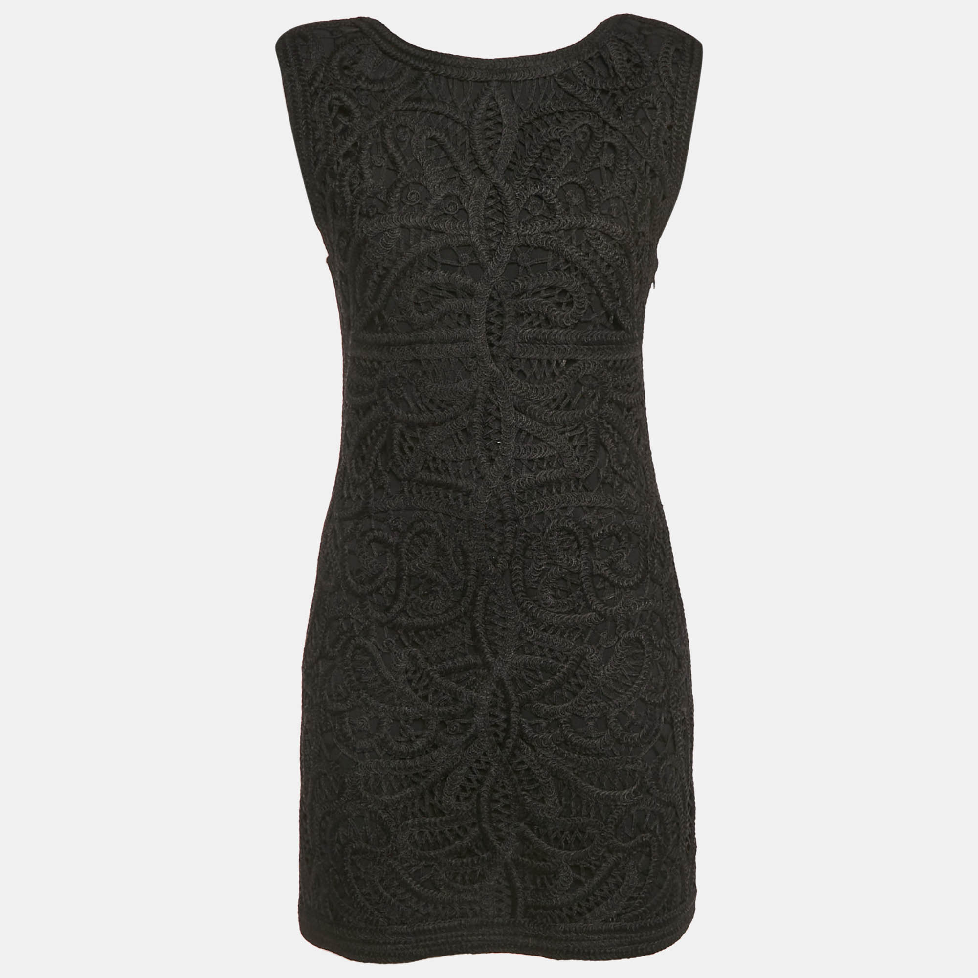 Pre Owned Maje Black Crochet Lace Sleeveless Mini Dress S