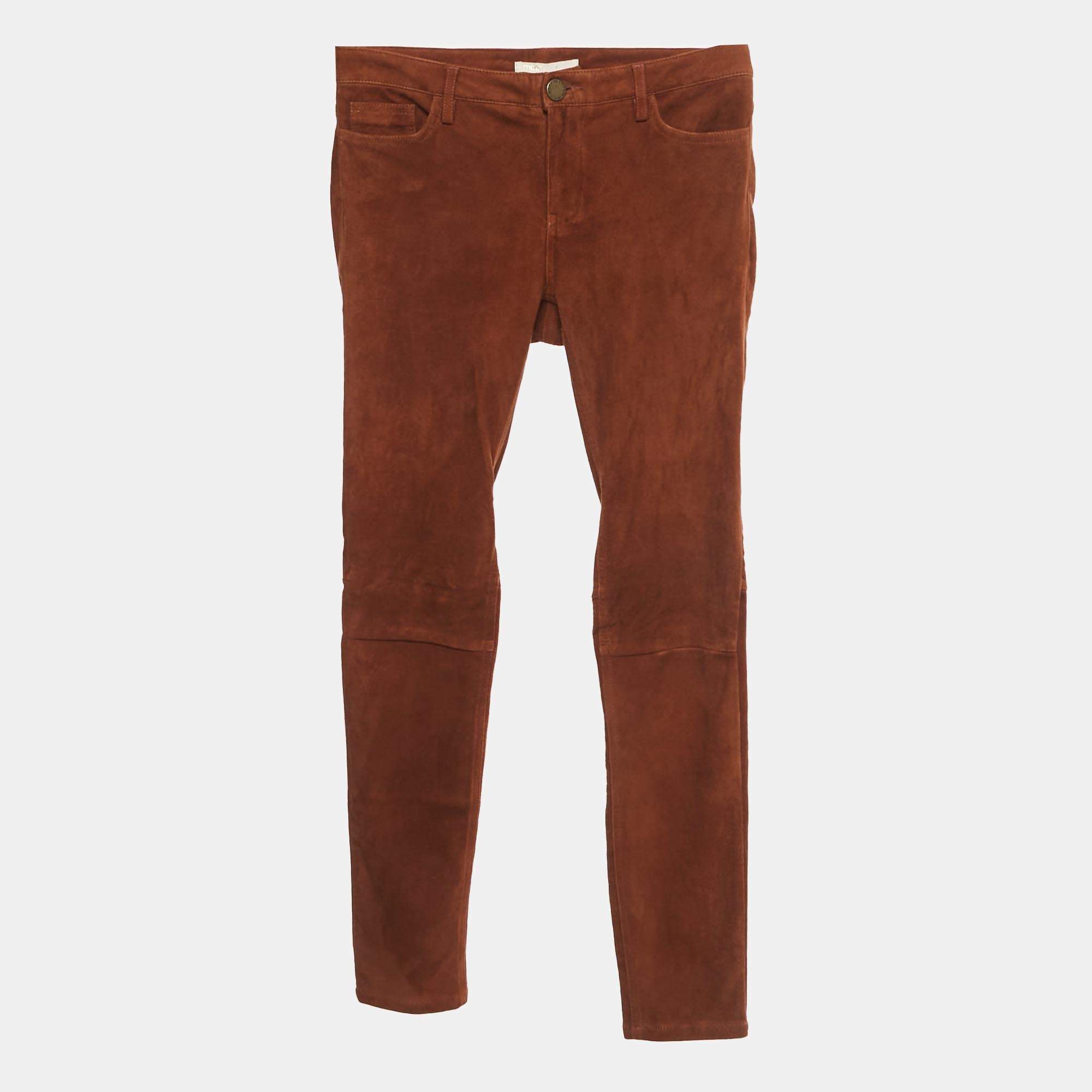 Pre Owned Maje Camel Brown Suede Skinny Pants  M