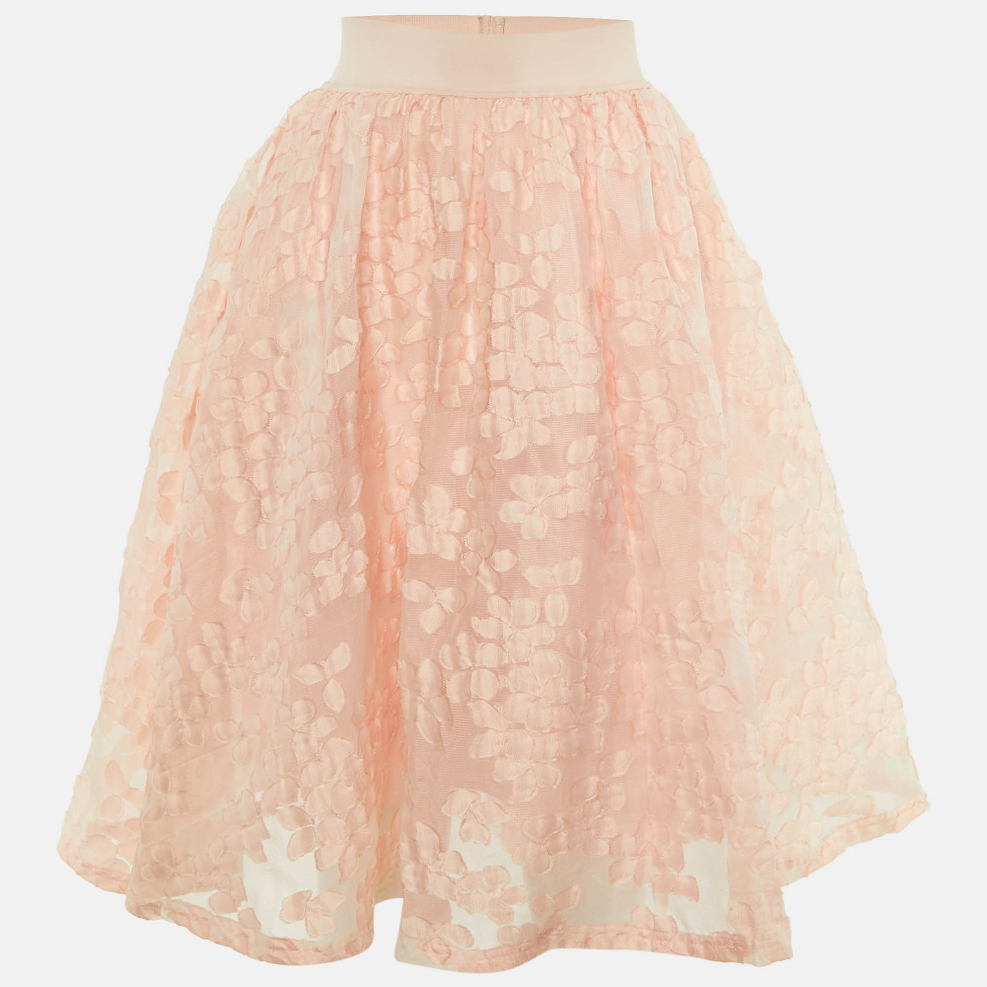 Pre Owned Maje Peach Fil Coupe Mesh Joshua Rose Short Skirt L 