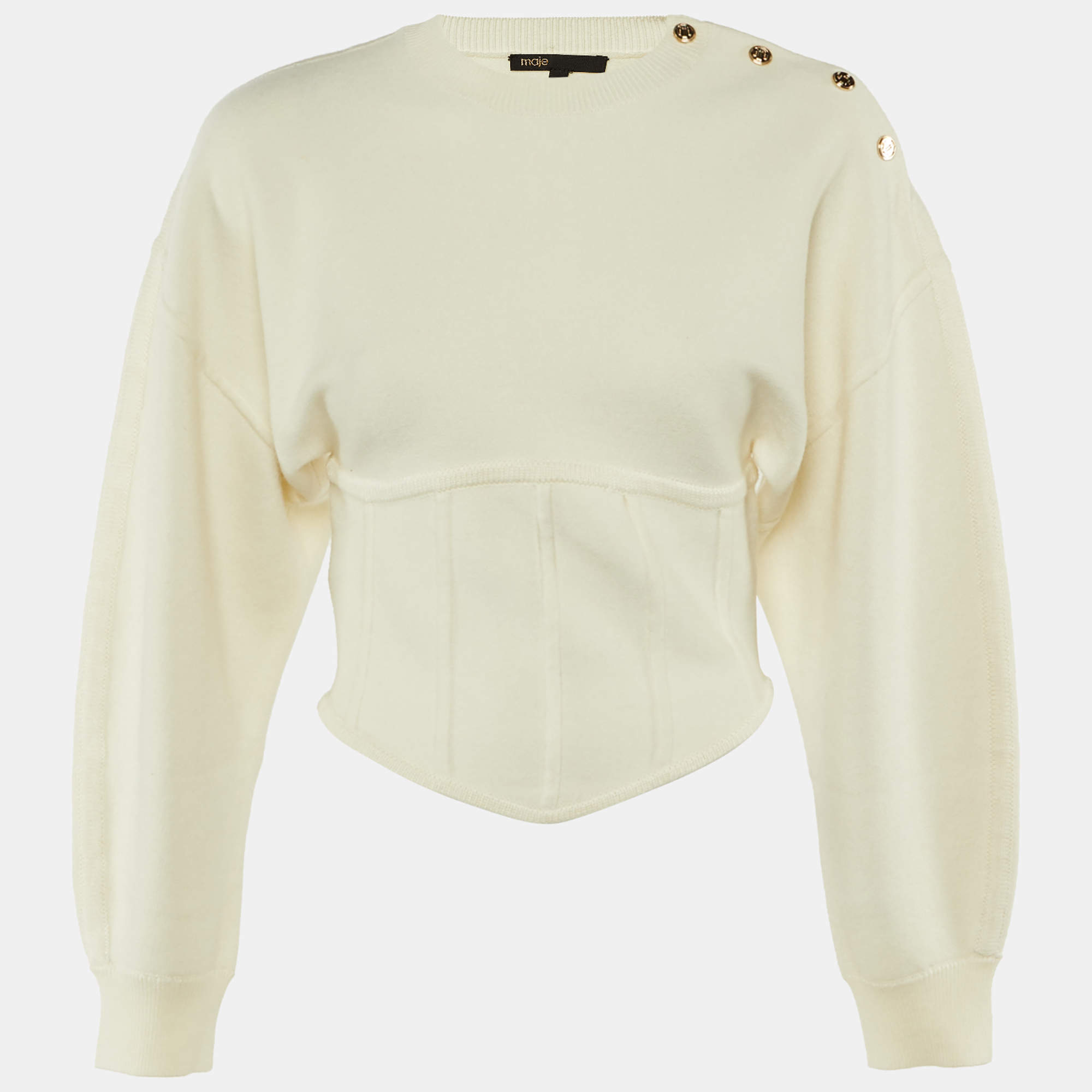 Pre Owned Maje Ivory Knit Corset Jumper S