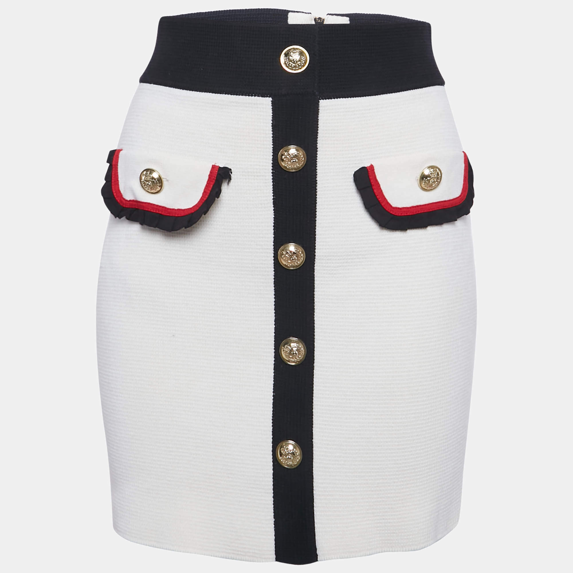 Pre Owned Maje Ecru Cotton Knit Jerome Mini Skirt S 