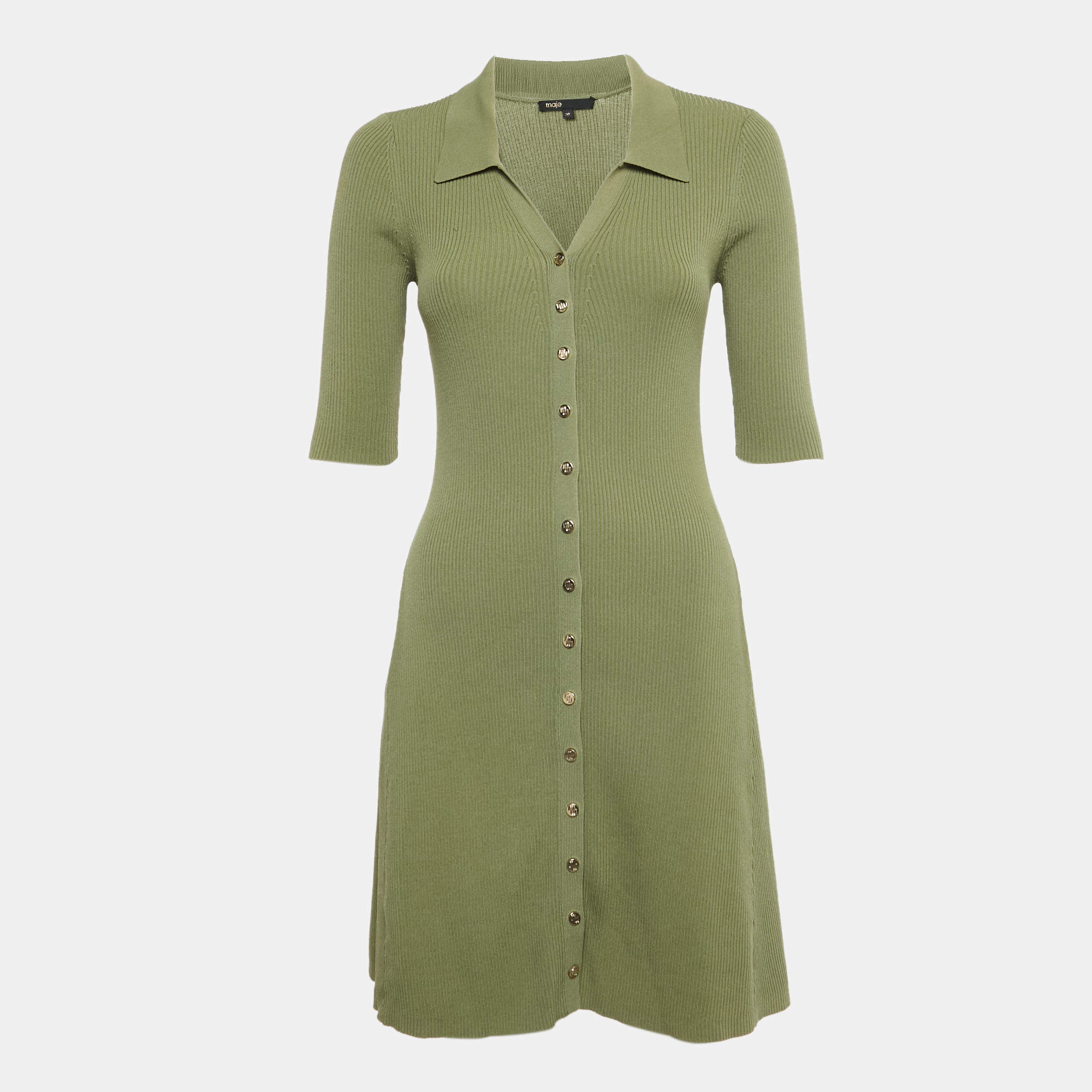 Pre Owned فستان ميني ماج تريكو أخضر مقاس وسط