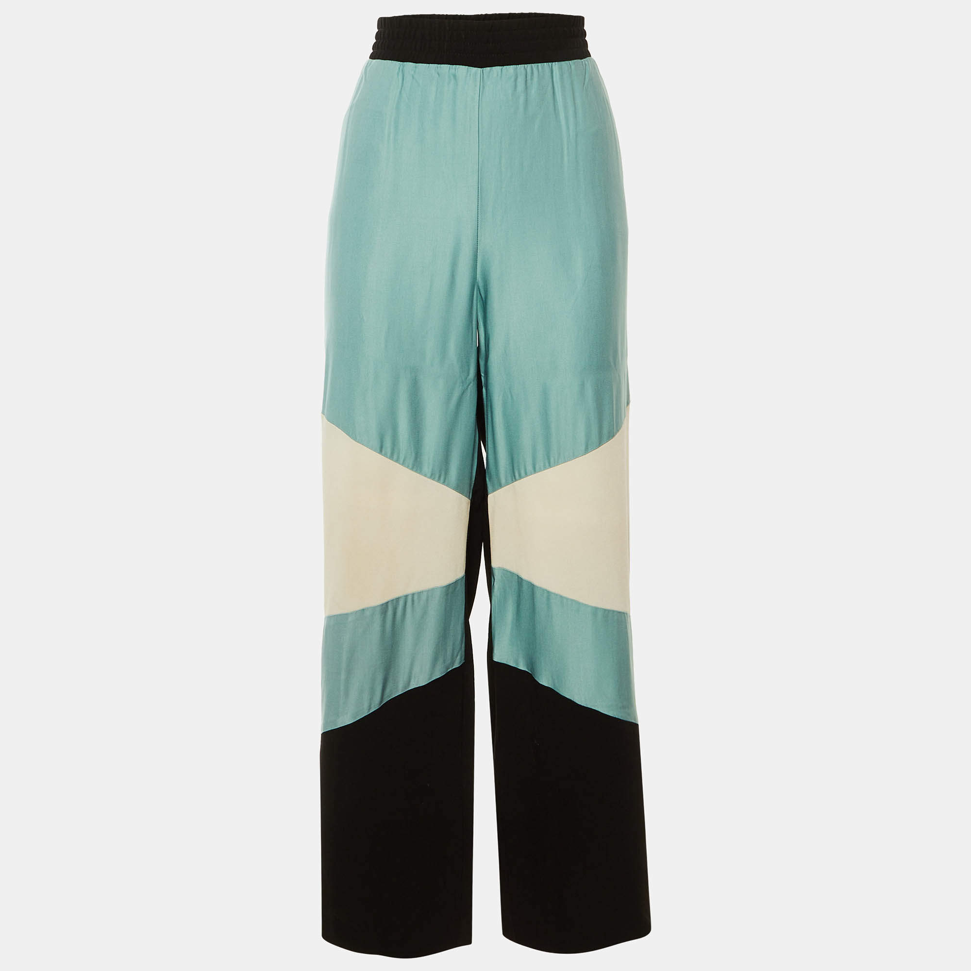 مملوكة مسبقًا بنطلون ماجي كريب بارم عريض الساق بلون أسود حجم كبير