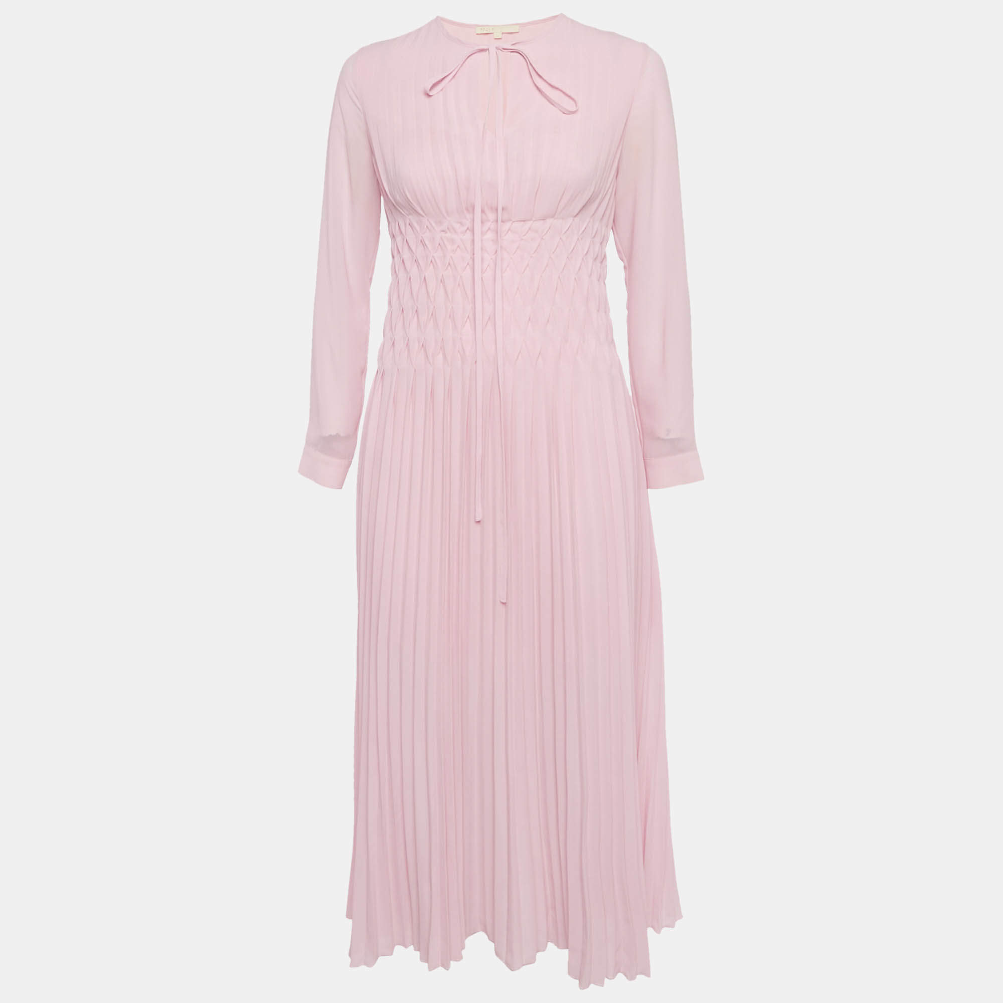 مملوكة مسبقًا فستان ميدي من الكريب باللون الأرجواني الفاتح وكسرات صاروخية من ماج مقاس صغير