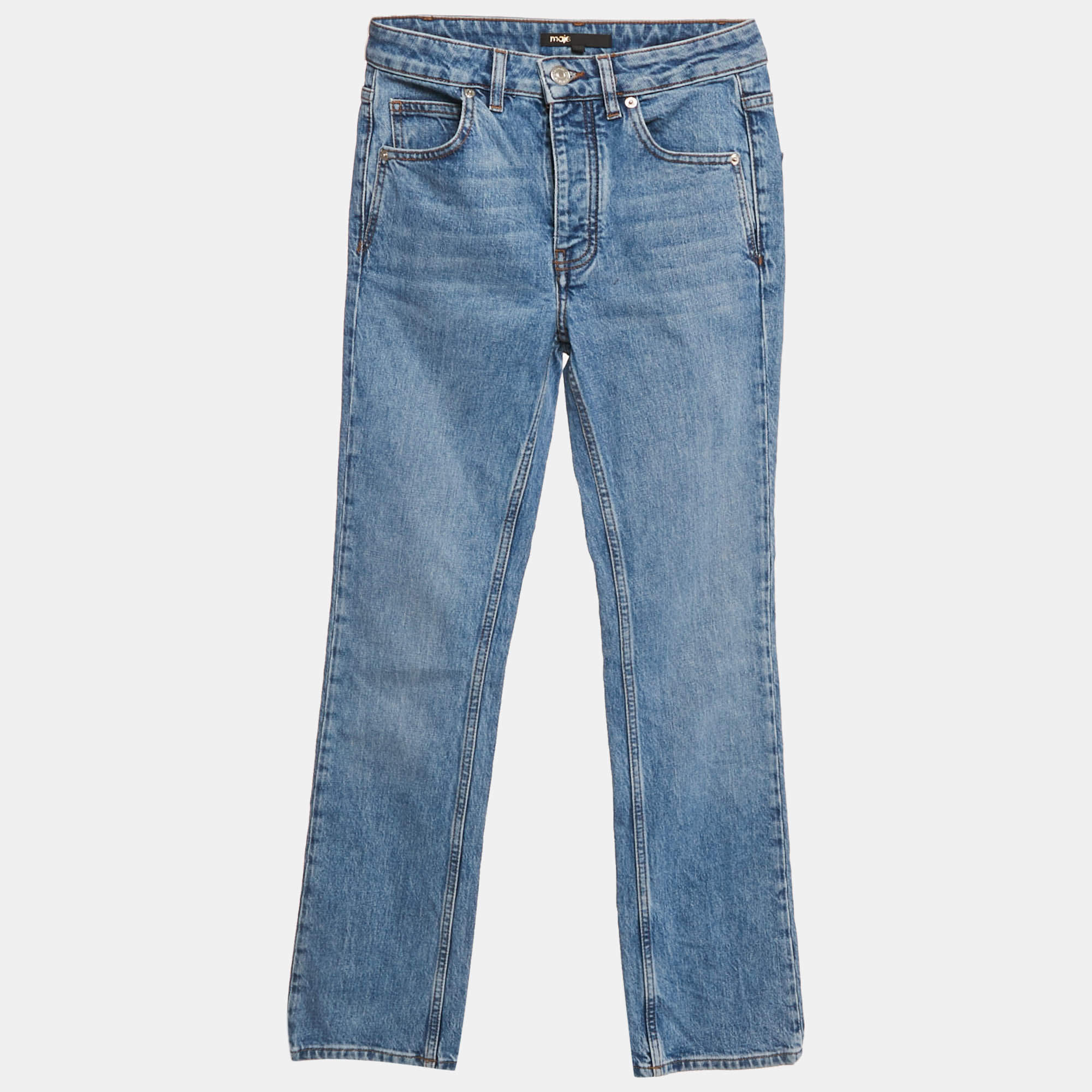 Pre Owned Maje Blue Denim Straight Leg Jeans S Waist 26"