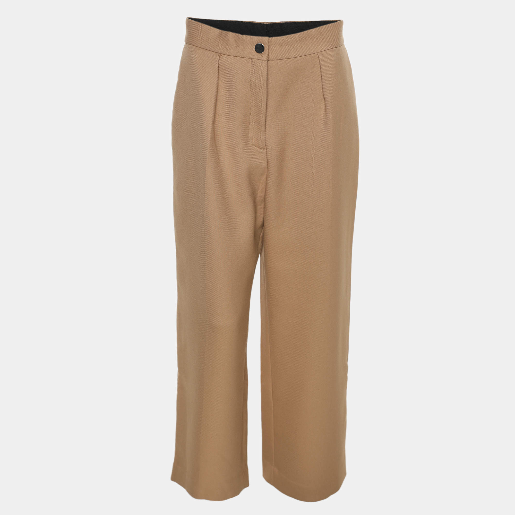 Pre Owned Maje Khaki Brown Rib Knit Wide Trouser M