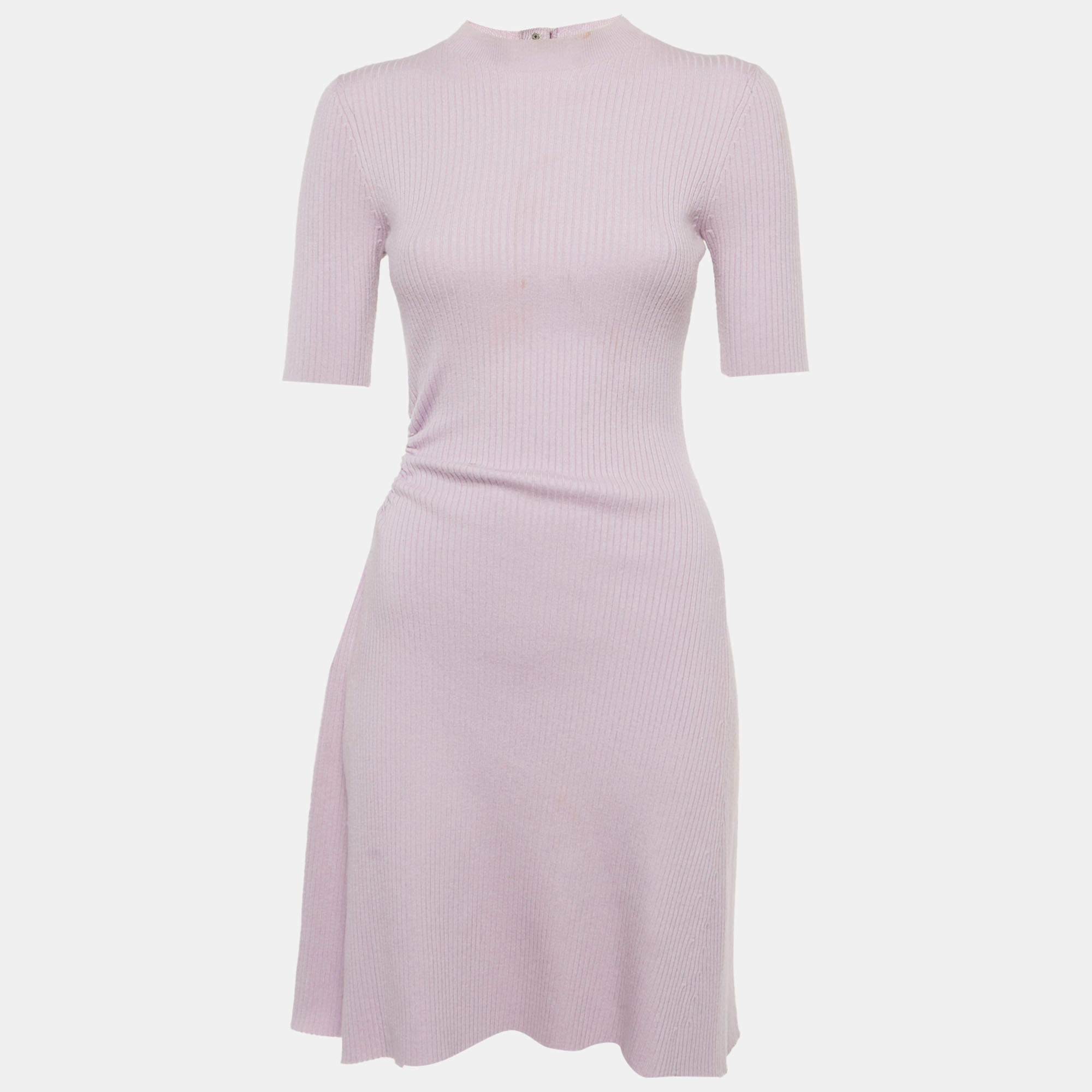 Pre Owned Maje Lilac Rib Knit Cut Out Detail Mini Dress S