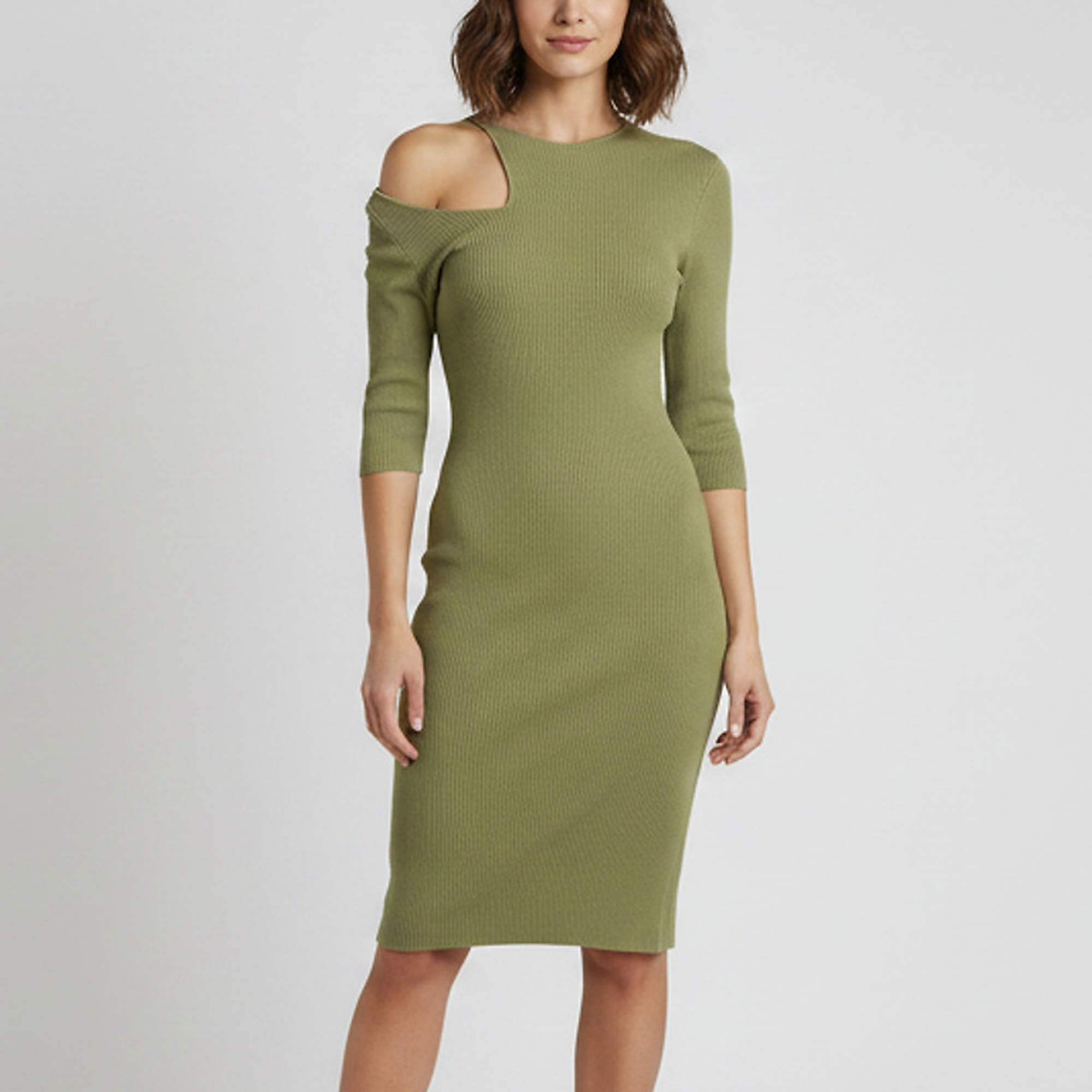 مملوكة مسبقًا Maje Green Rib Knit Cut-Out Riviana Mini Dress M