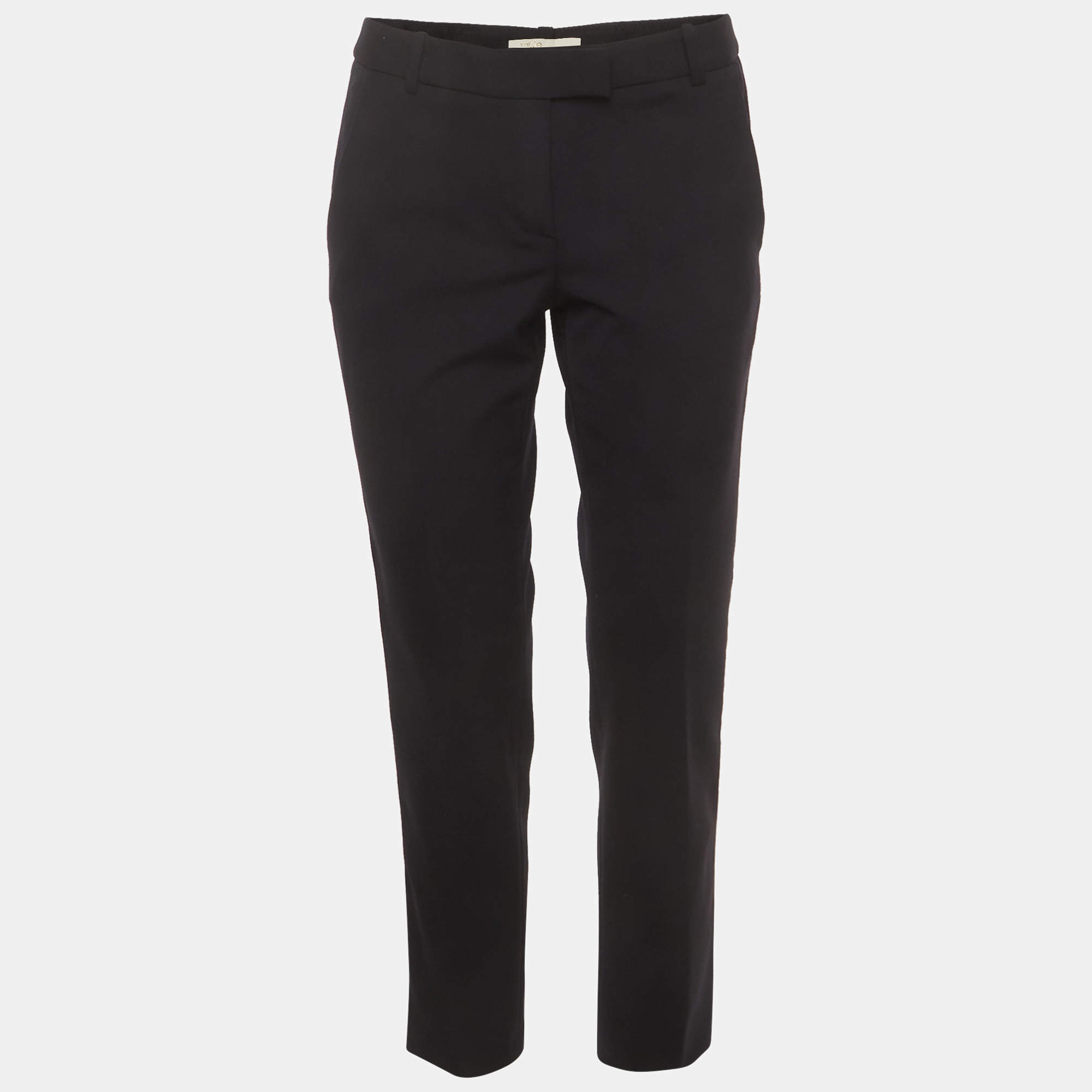 Pre Owned Maje Black Wool Blend Satin Stripe Tailored Erika Trousers S
