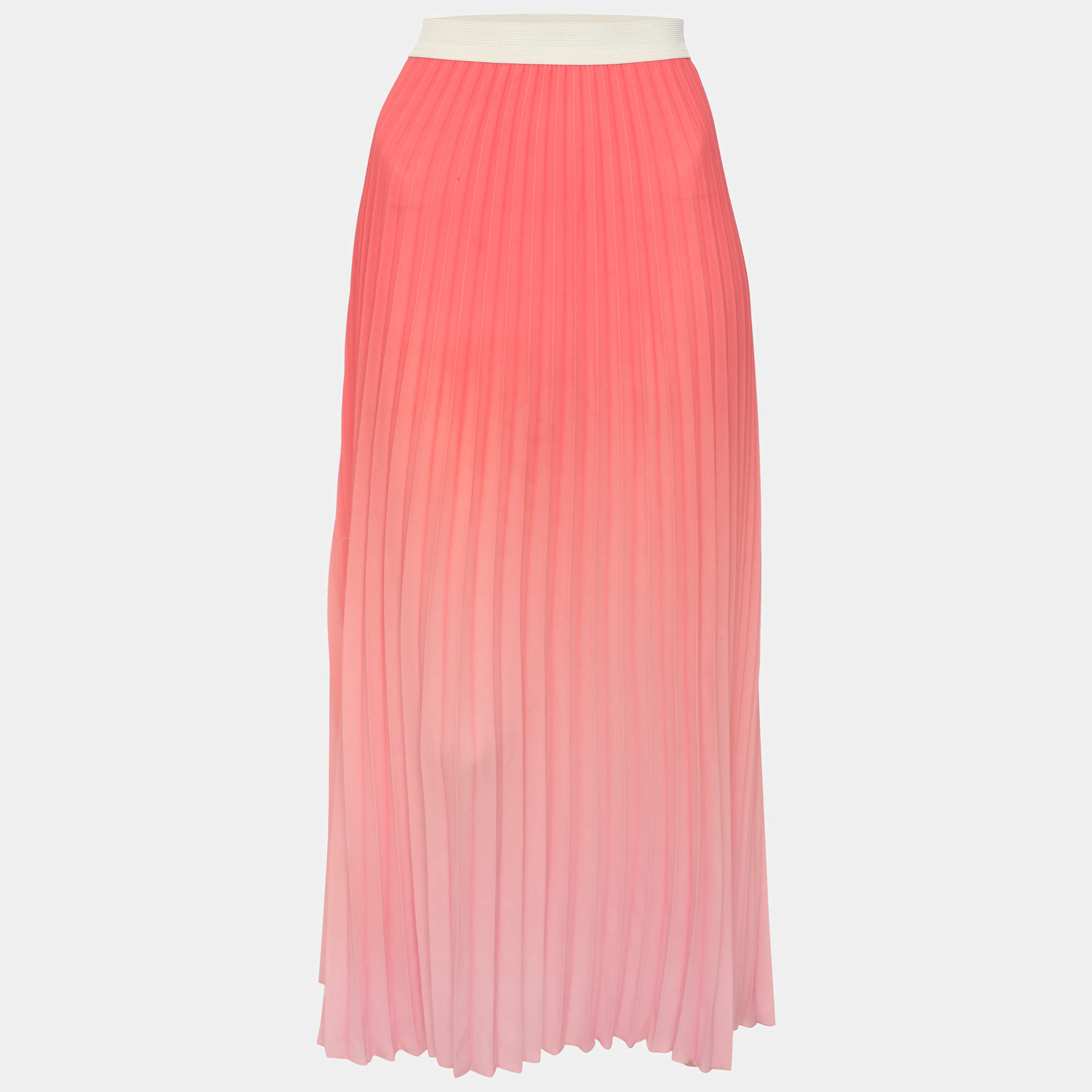 Pre Owned Maje Rose Pleated Crepe Jonaelle Midi Skirt L