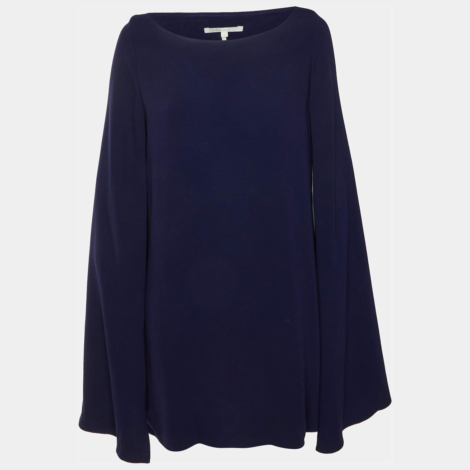 Pre Owned Maje Navy Blue Crepe Lombardie Mini Cape Dress L