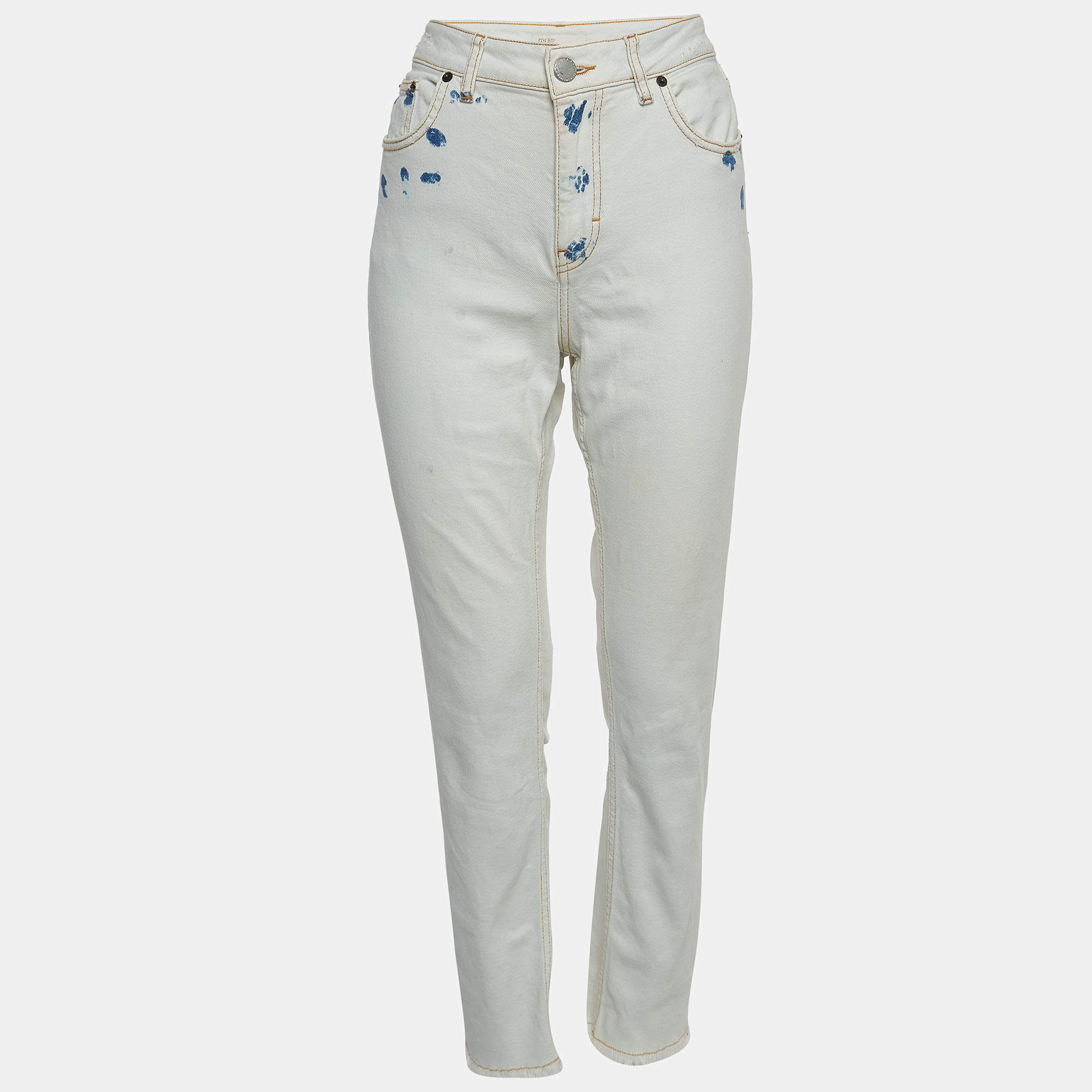 Maje White Denim Raw Edge Detail Jeans S Waist 30''