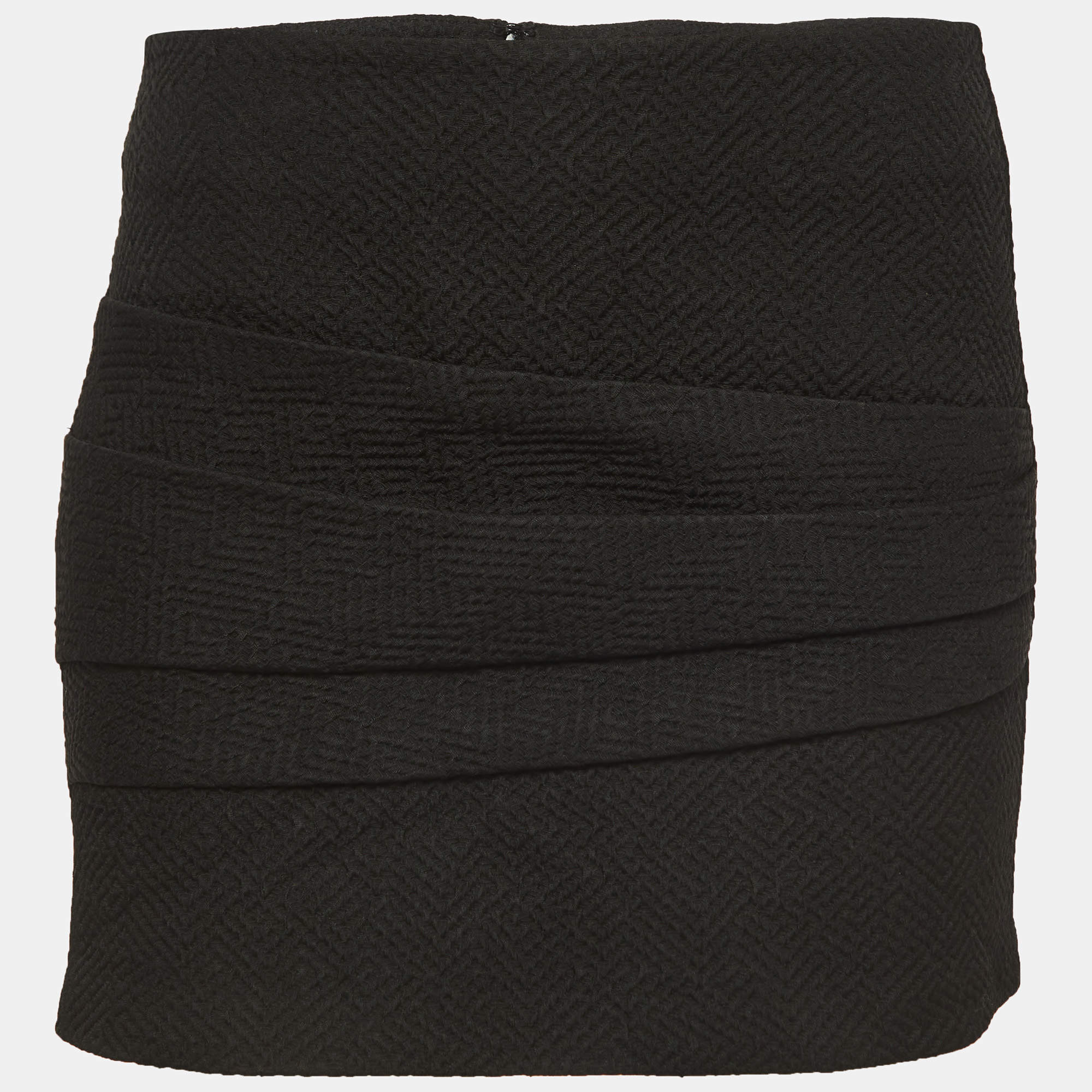 Maje Black Patterned Crepe Mini Skirt XS