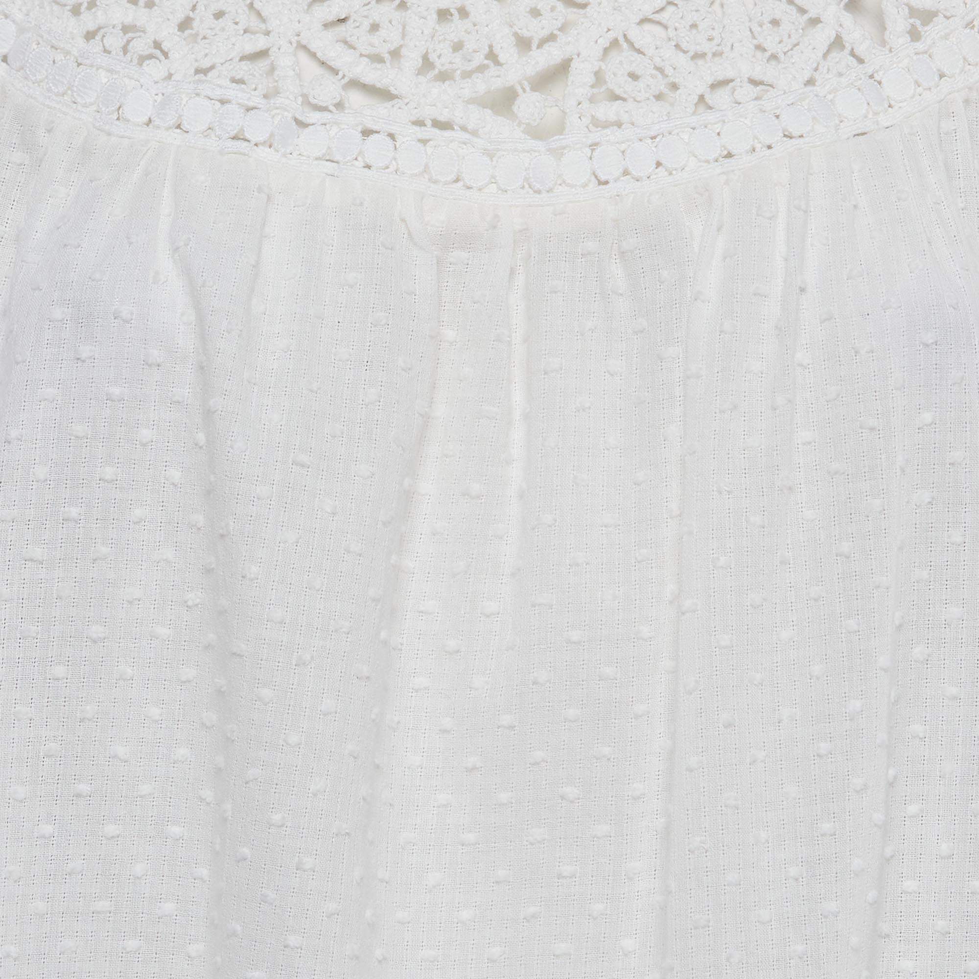 Womens Maje white Crochet-Yoke Top