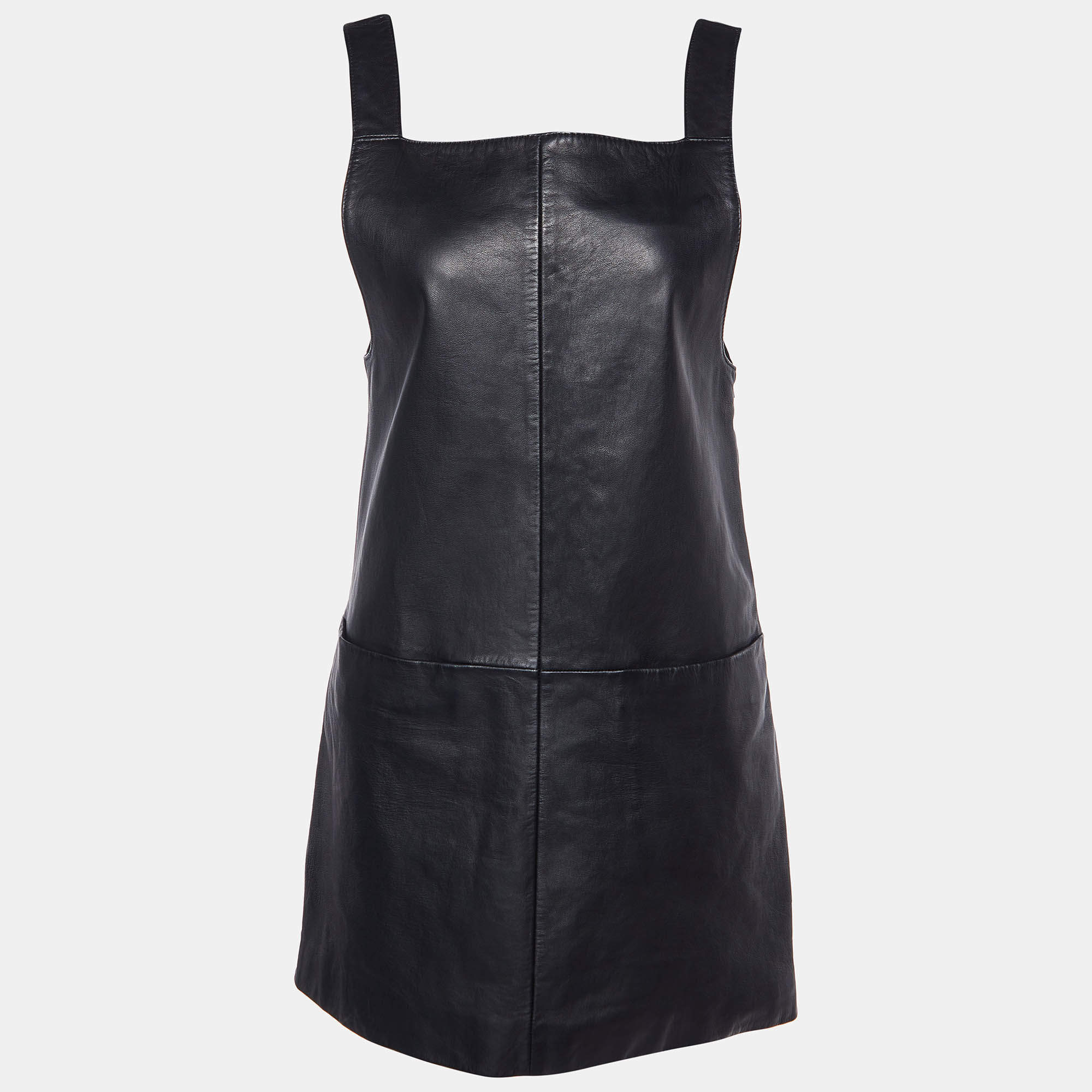 Maje Black Leather Sleeveless Mini Dress S