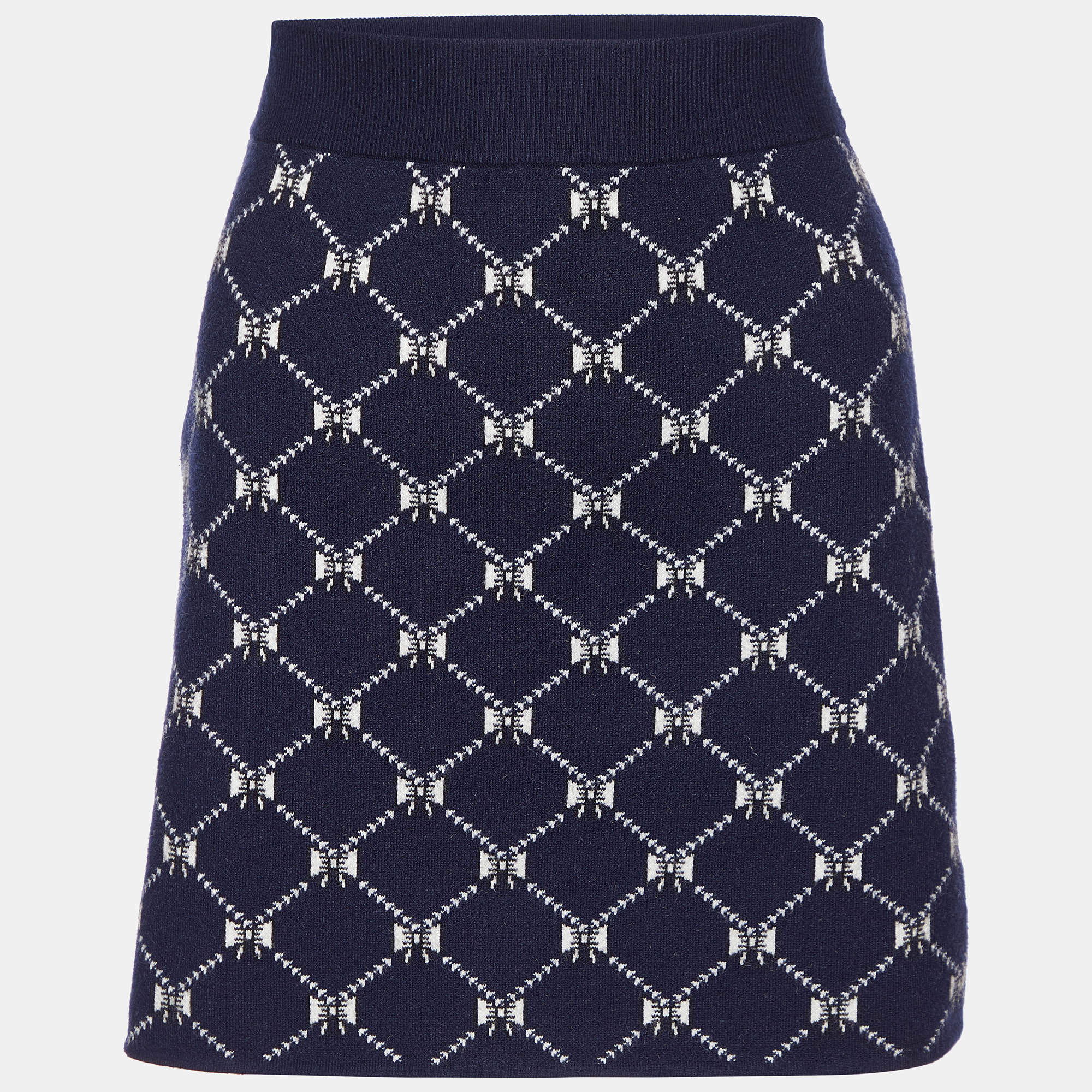 Pre Owned Maje Navy Blue Jacquard Knit Mini Skirt S