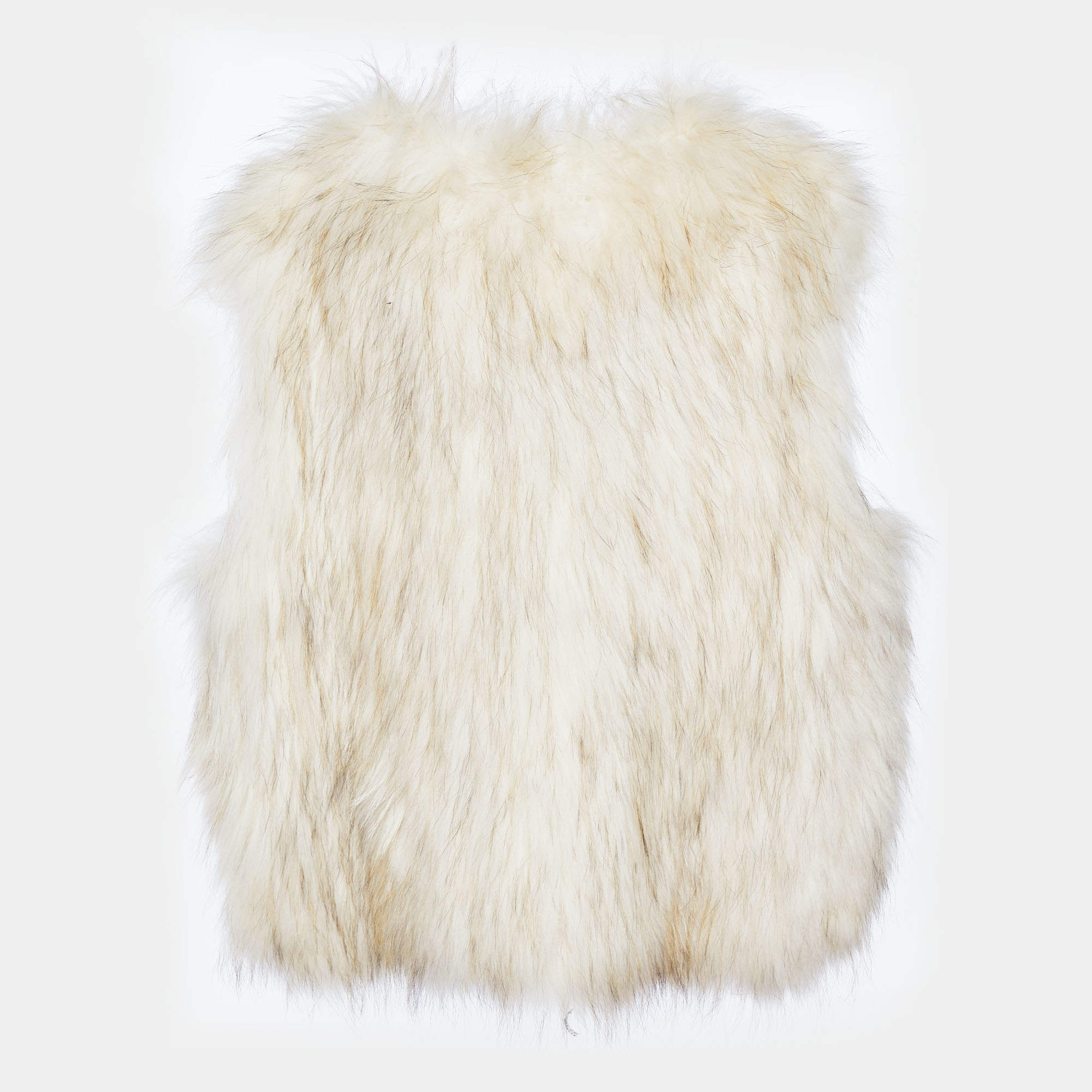 Pre Owned Maje Beige Raccoon Fur Sleeveless Jacket M