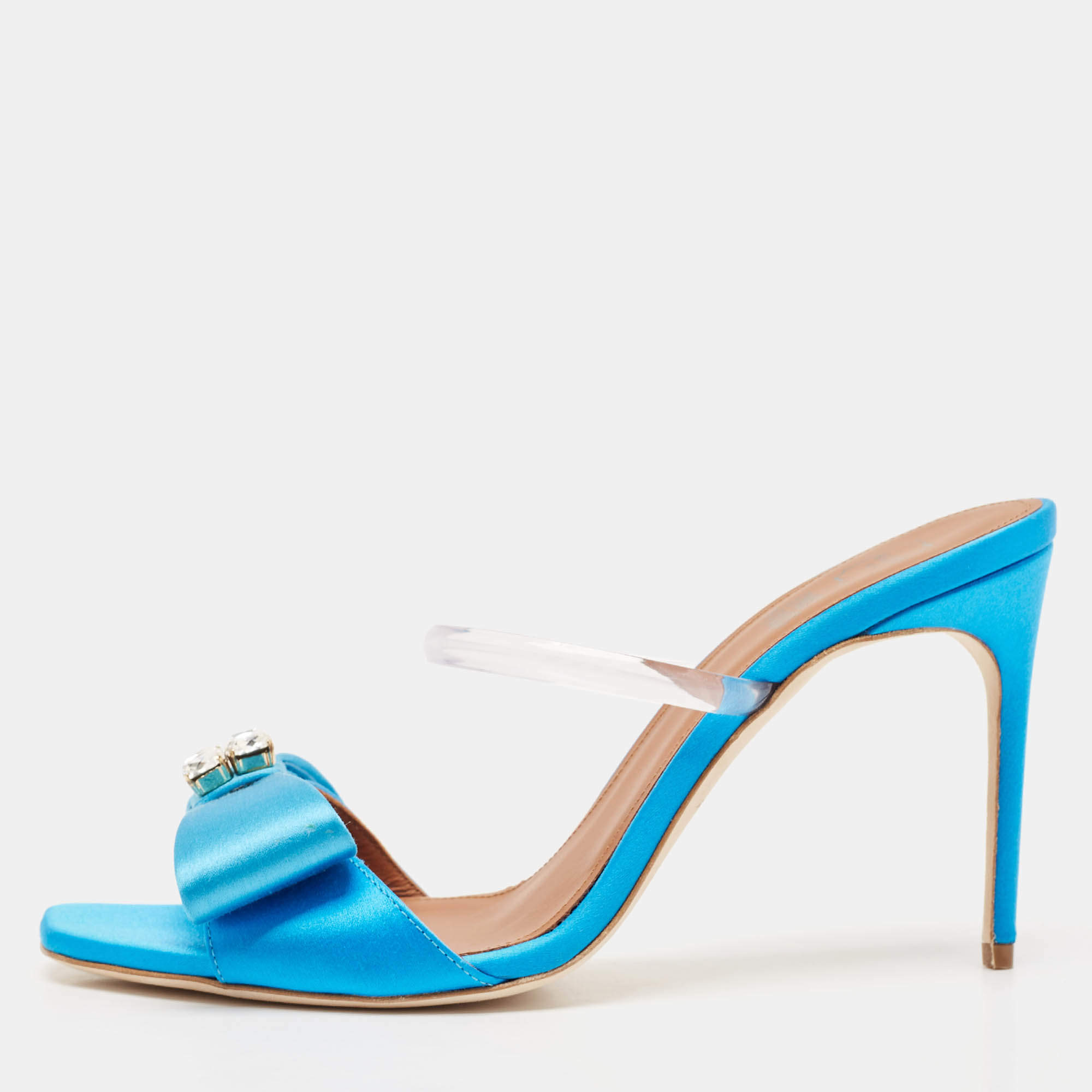 Malone Souliers Blue Satin Emily Mules Size 38